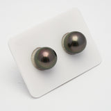 2pcs Dark 11.8-12mm - RSR AAA Quality Tahitian Pearl Pair ER1514 OR6