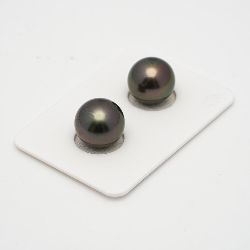 2pcs Dark 11.8-12mm - RSR AAA Quality Tahitian Pearl Pair ER1514 OR6