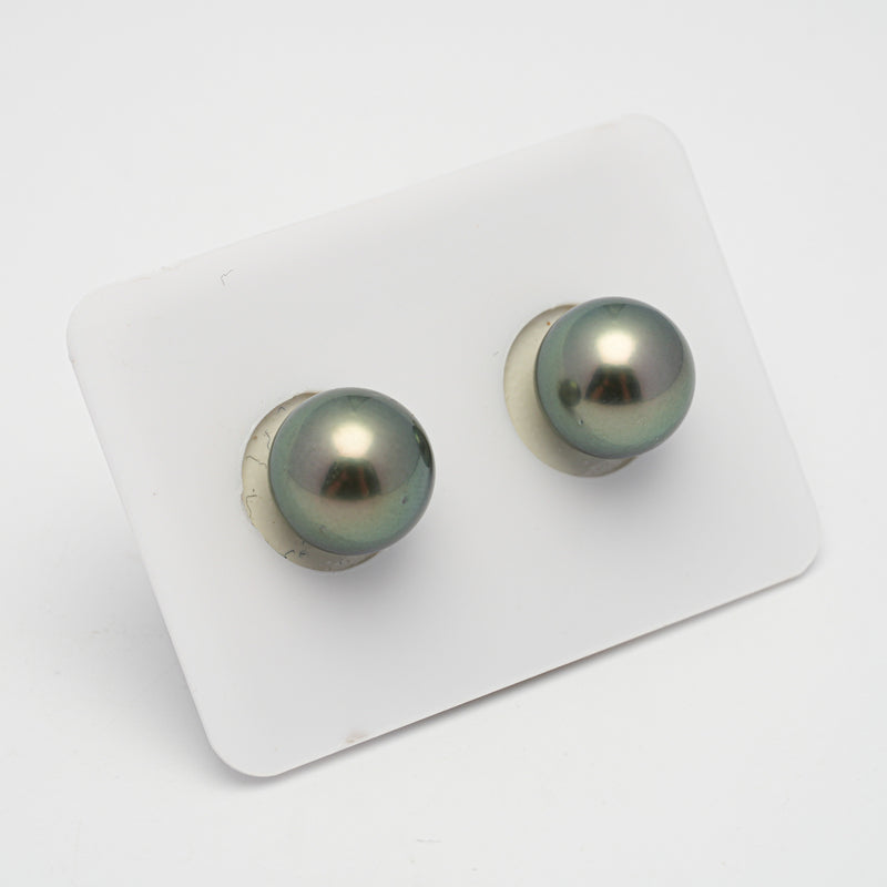 2pcs Light Green 11.1-11.3mm - RSR AAA/AA Quality Tahitian Pearl Pair ER1521