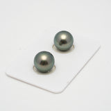 2pcs Light Green 11.1-11.3mm - RSR AAA/AA Quality Tahitian Pearl Pair ER1521