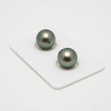 2pcs Light Green 11.1-11.3mm - RSR AAA/AA Quality Tahitian Pearl Pair ER1521