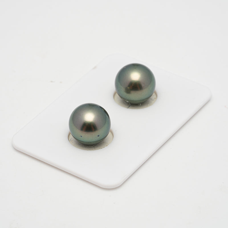 2pcs Light Green 11.1-11.3mm - RSR AAA/AA Quality Tahitian Pearl Pair ER1521