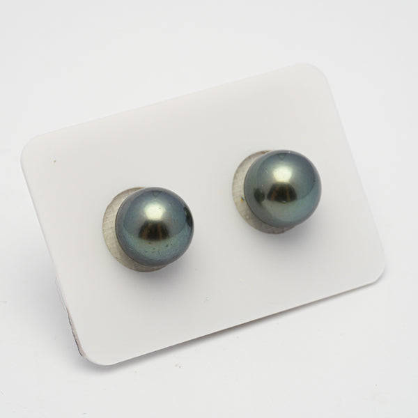 2pcs Green 11.1-11.2mm - RSR AA/AAA Quality Tahitian Pearl Pair ER1522 TH2