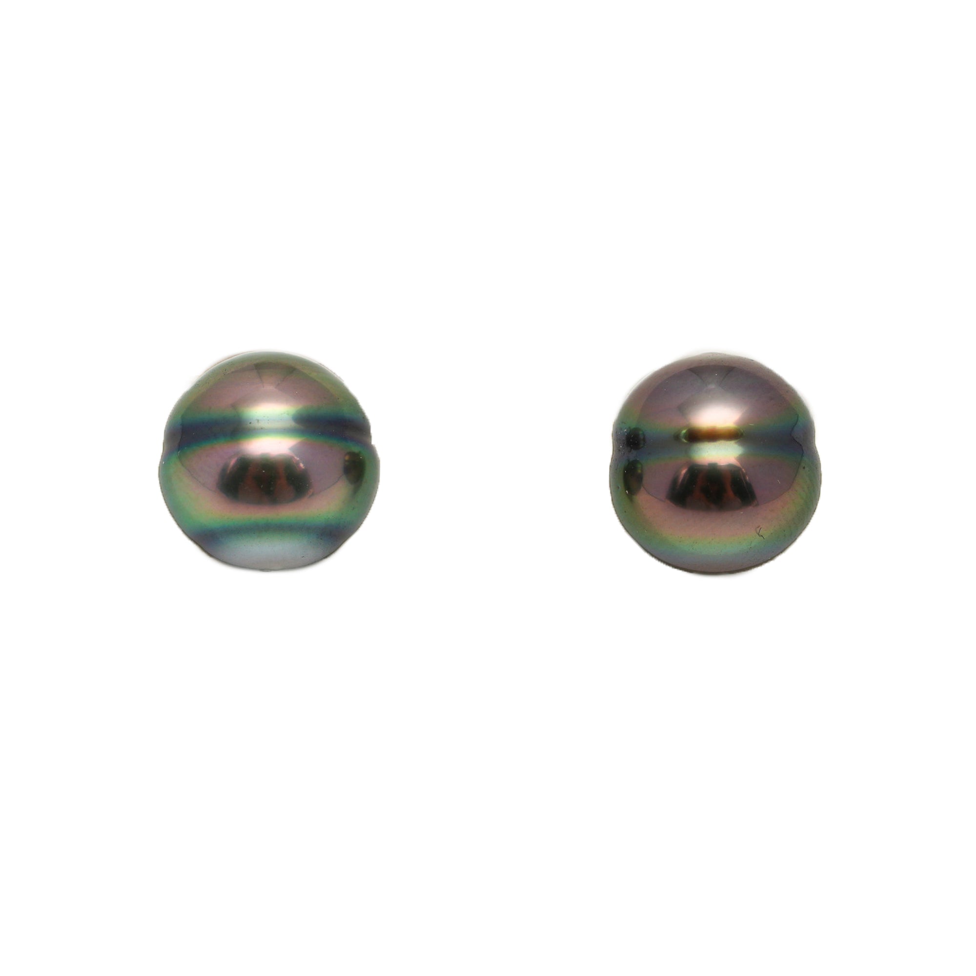 2pcs Green Cherry 9.6-10mm - CL AAA Quality Tahitian Pearl Pair ER1818