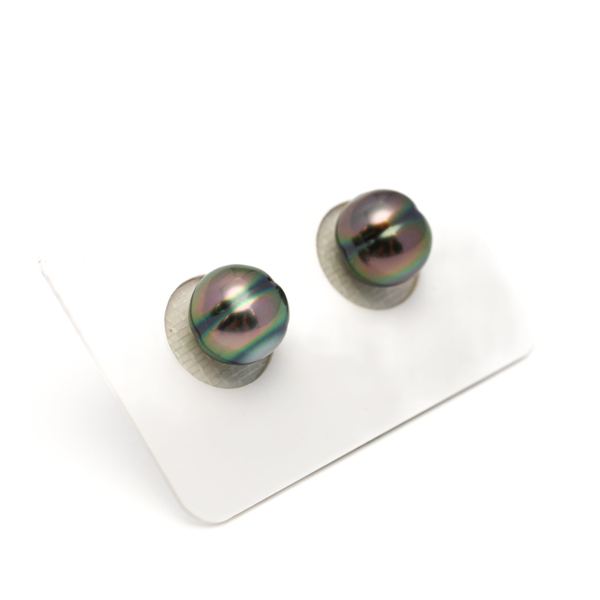 2pcs Green Cherry 9.6-10mm - CL AAA Quality Tahitian Pearl Pair ER1818