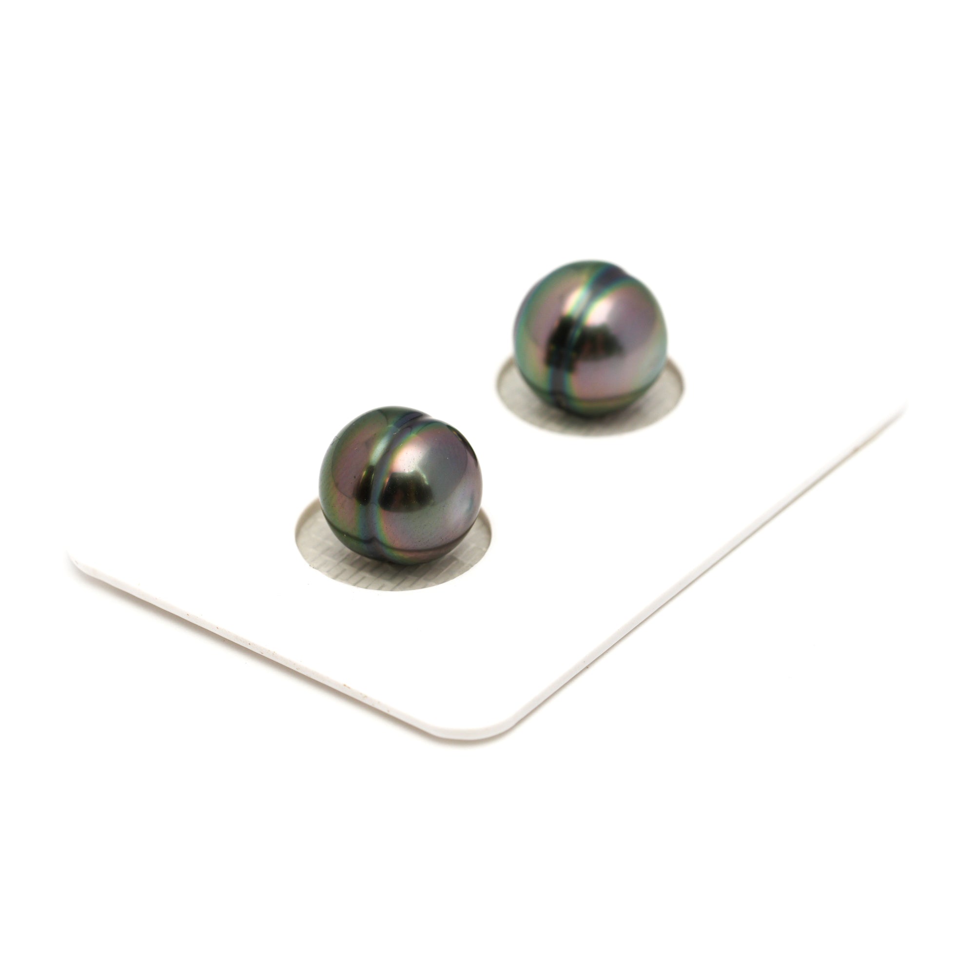 2pcs Green Cherry 9.6-10mm - CL AAA Quality Tahitian Pearl Pair ER1818