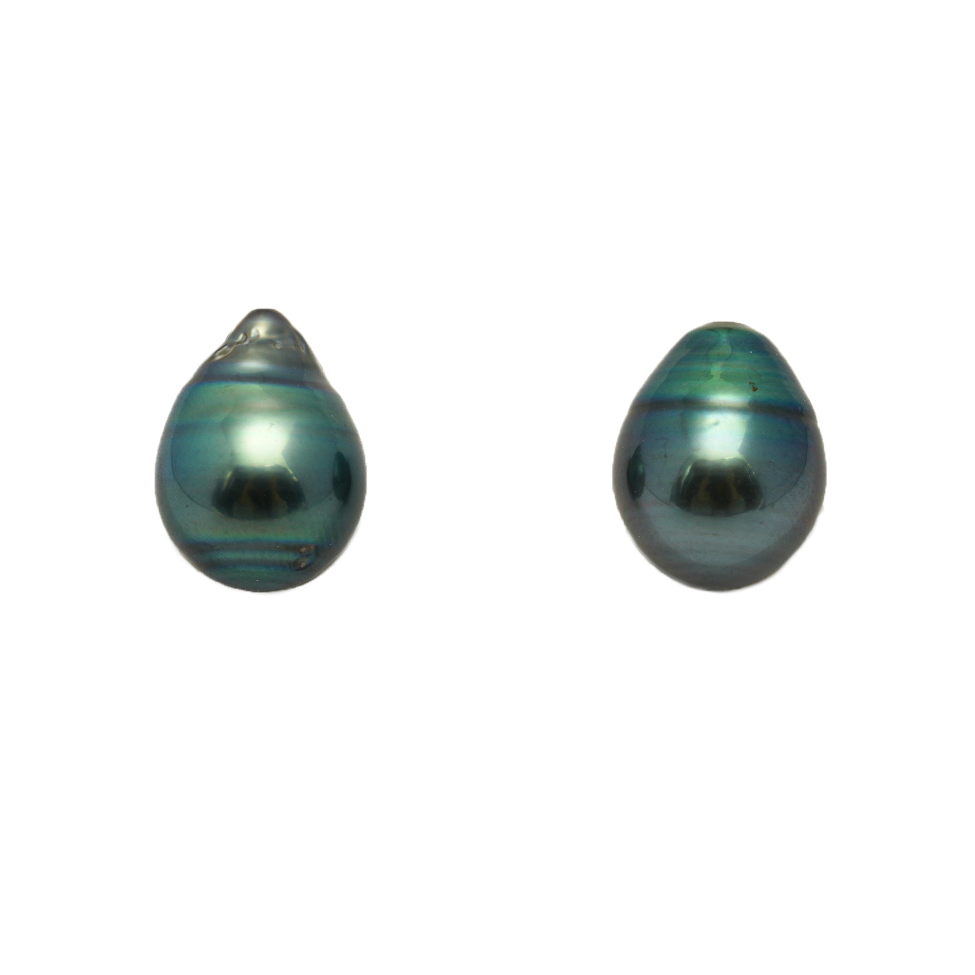 2pcs Blue Green 9.5-9.6mm - SB AAA Quality Tahitian Pearl Pair ER1816 TH5