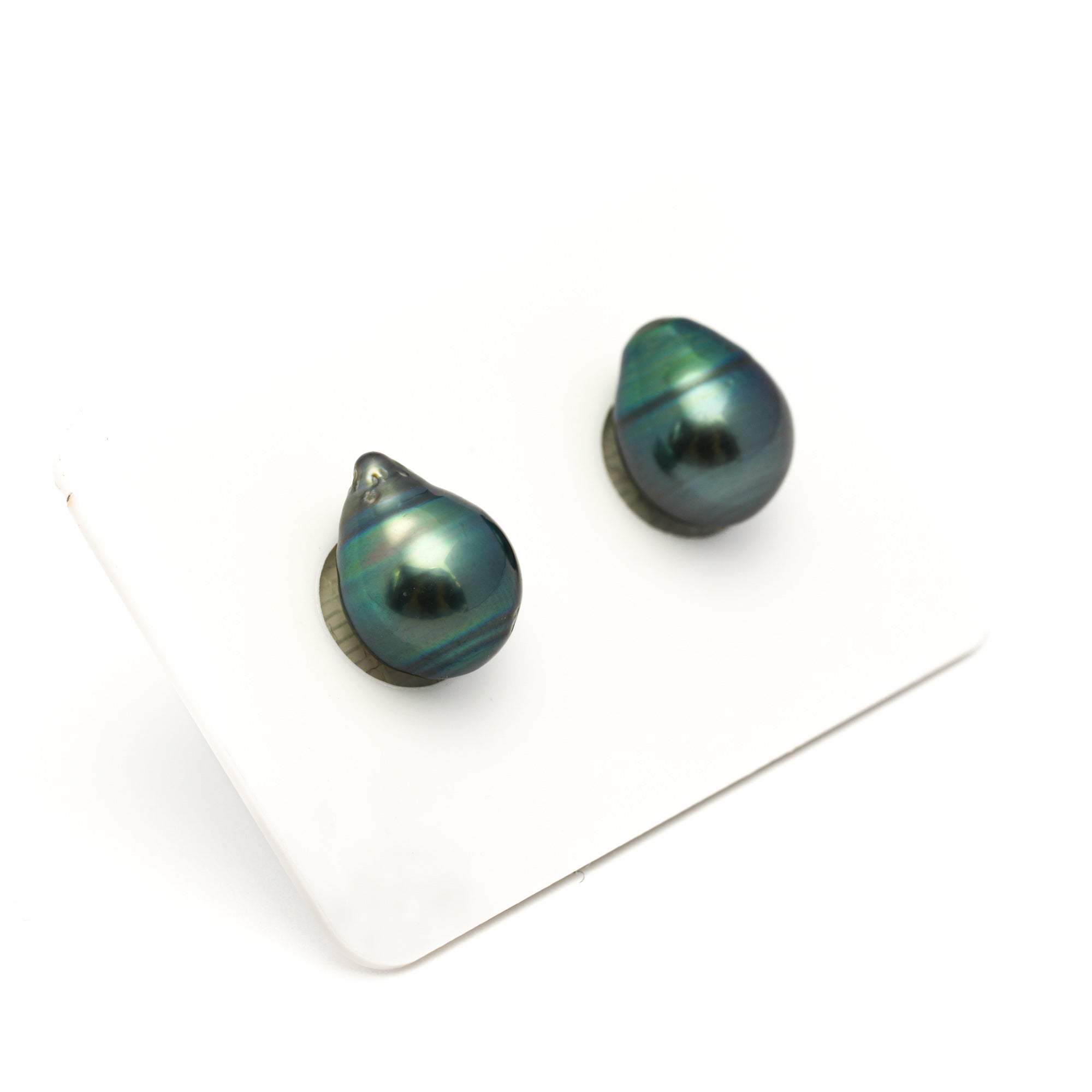 2pcs Blue Green 9.5-9.6mm - SB AAA Quality Tahitian Pearl Pair ER1816 TH5