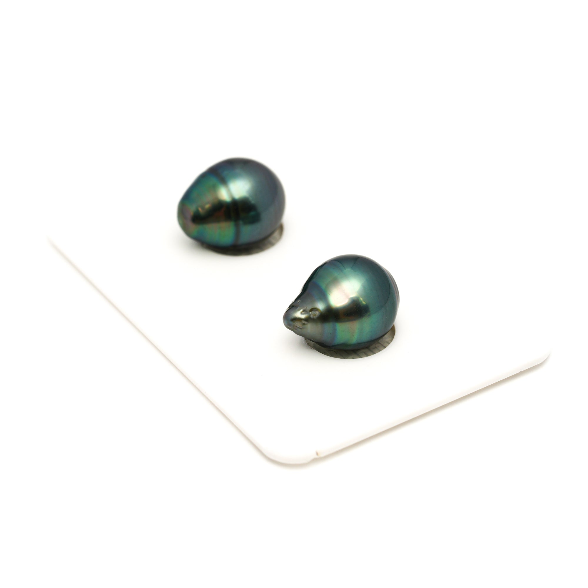 2pcs Blue Green 9.5-9.6mm - SB AAA Quality Tahitian Pearl Pair ER1816 TH5