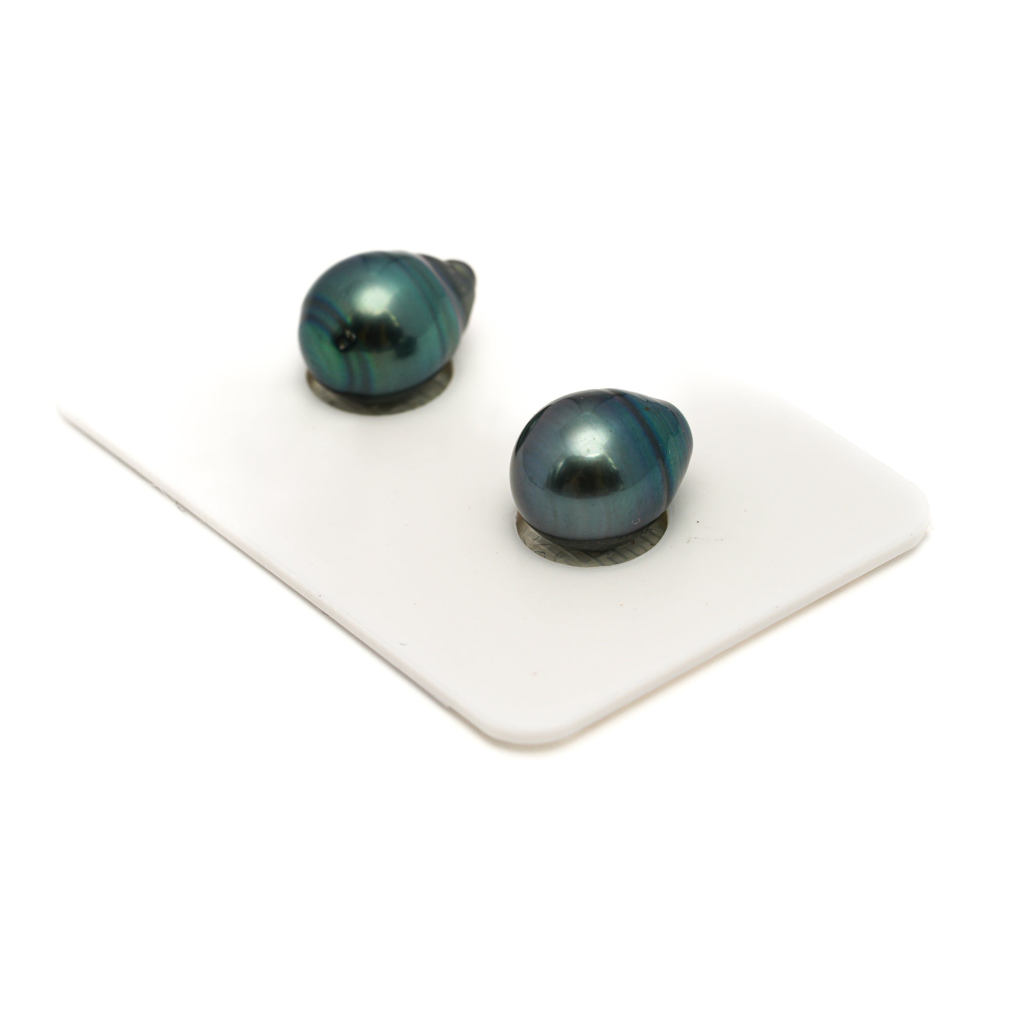 2pcs Blue Green 9.5-9.6mm - SB AAA Quality Tahitian Pearl Pair ER1816 TH5