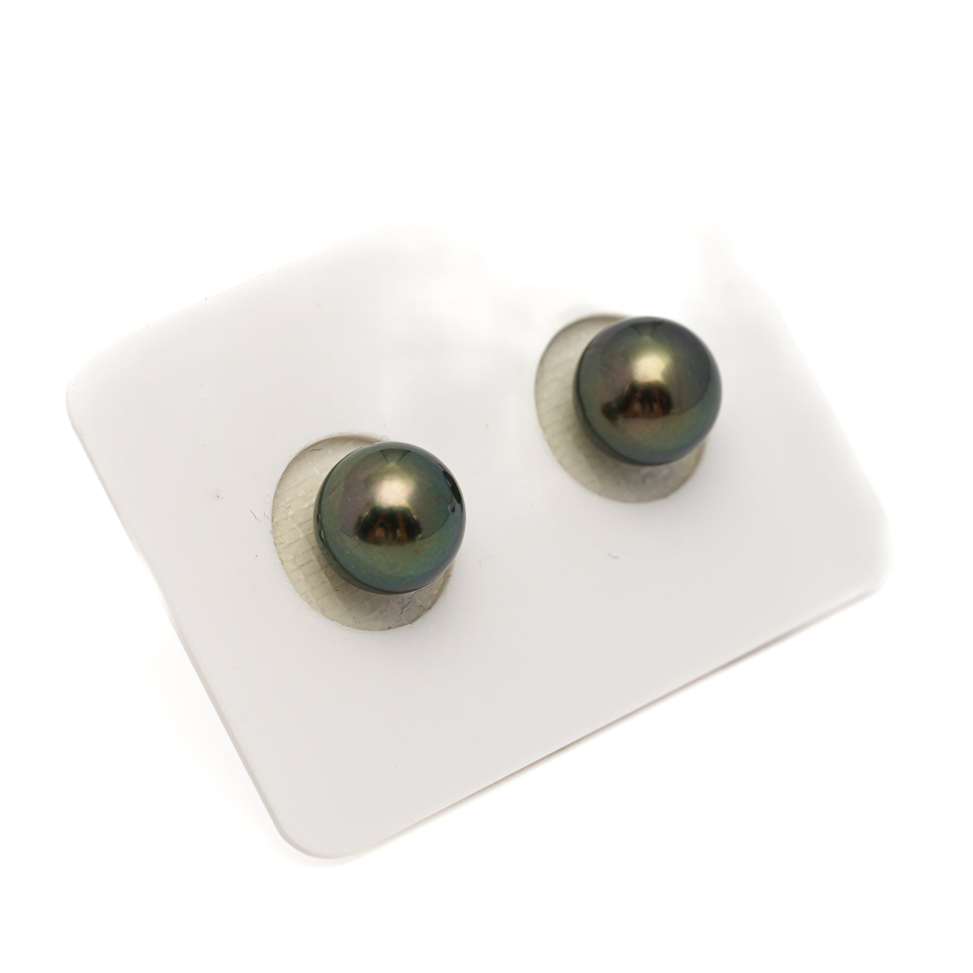 2pcs Green 9.1-9.2mm - RSR AAA/AA Quality Tahitian Pearl Pair ER1841 OR13