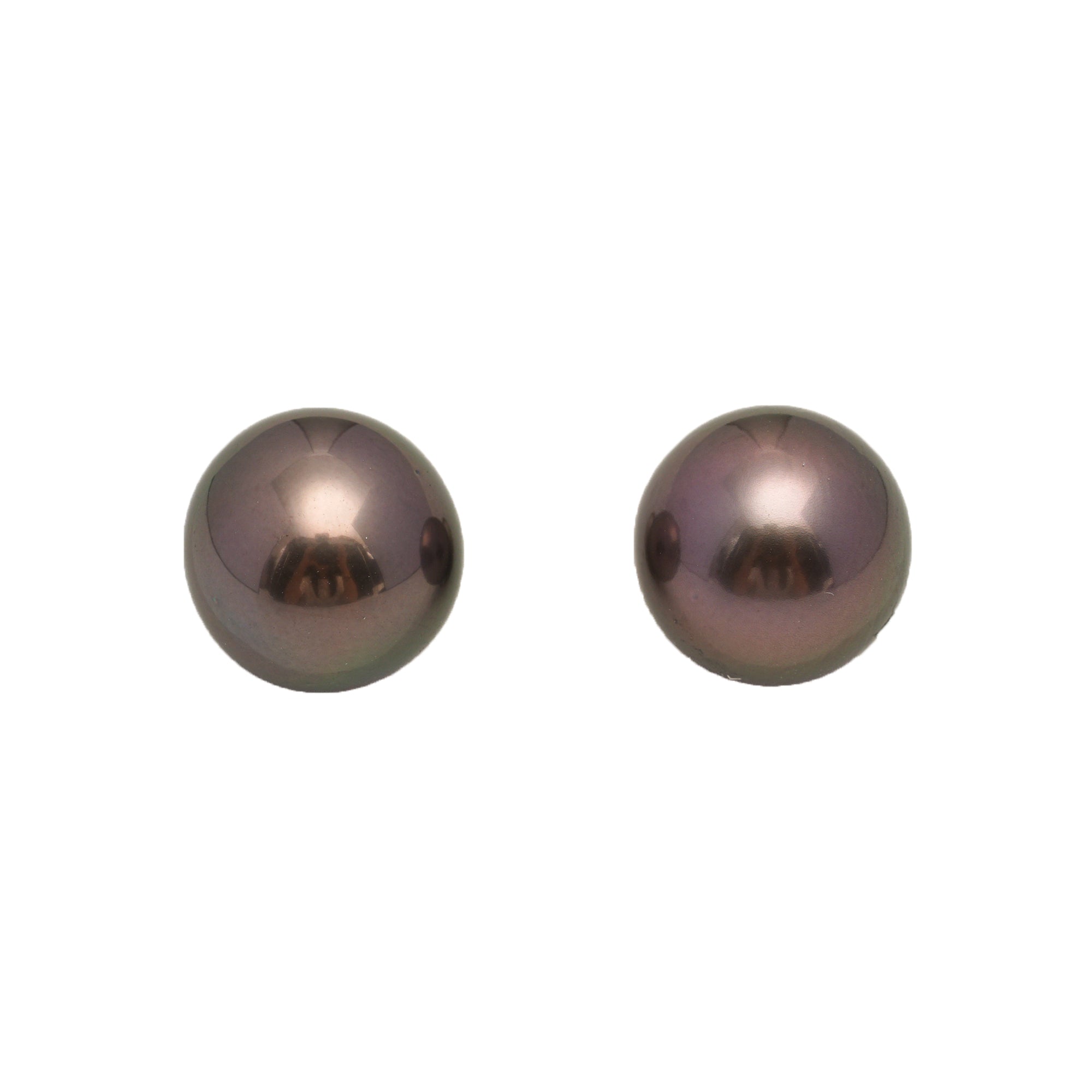 2pcs "High Luster" Cherry 13-13.2mm - RSR AAA Quality Tahitian Pearl Pair ER1849 ORX1