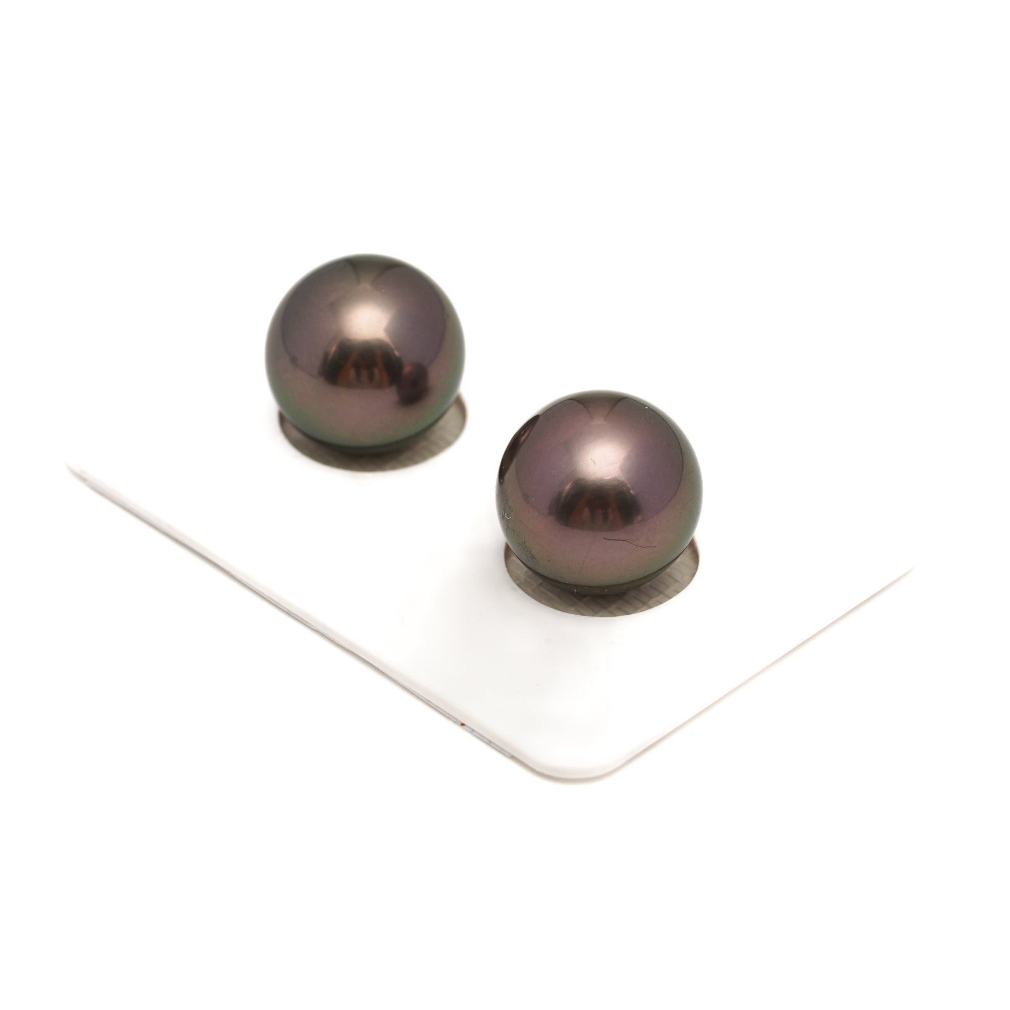 2pcs "High Luster" Cherry 13-13.2mm - RSR AAA Quality Tahitian Pearl Pair ER1849 ORX1