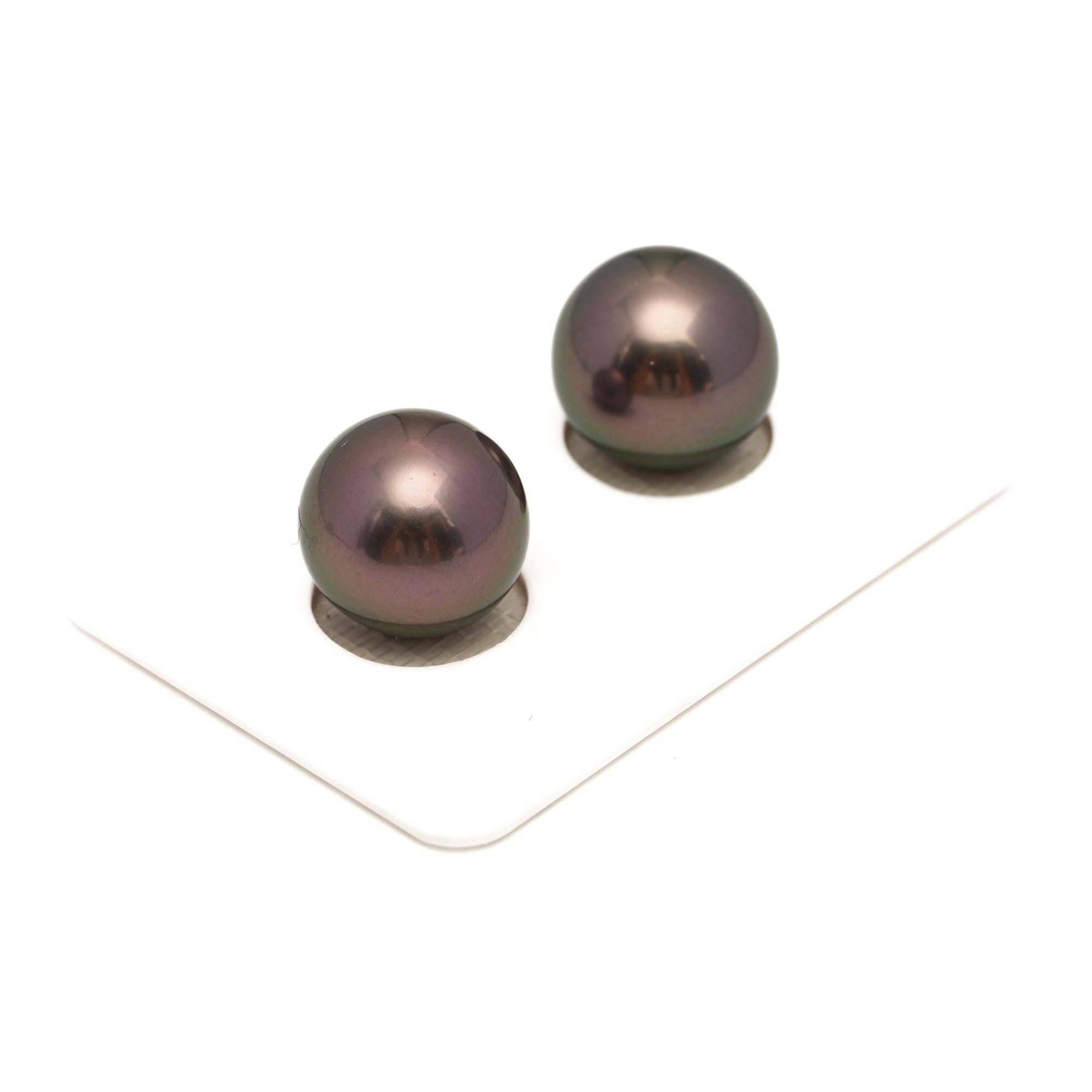 2pcs "High Luster" Cherry 13-13.2mm - RSR AAA Quality Tahitian Pearl Pair ER1849 ORX1