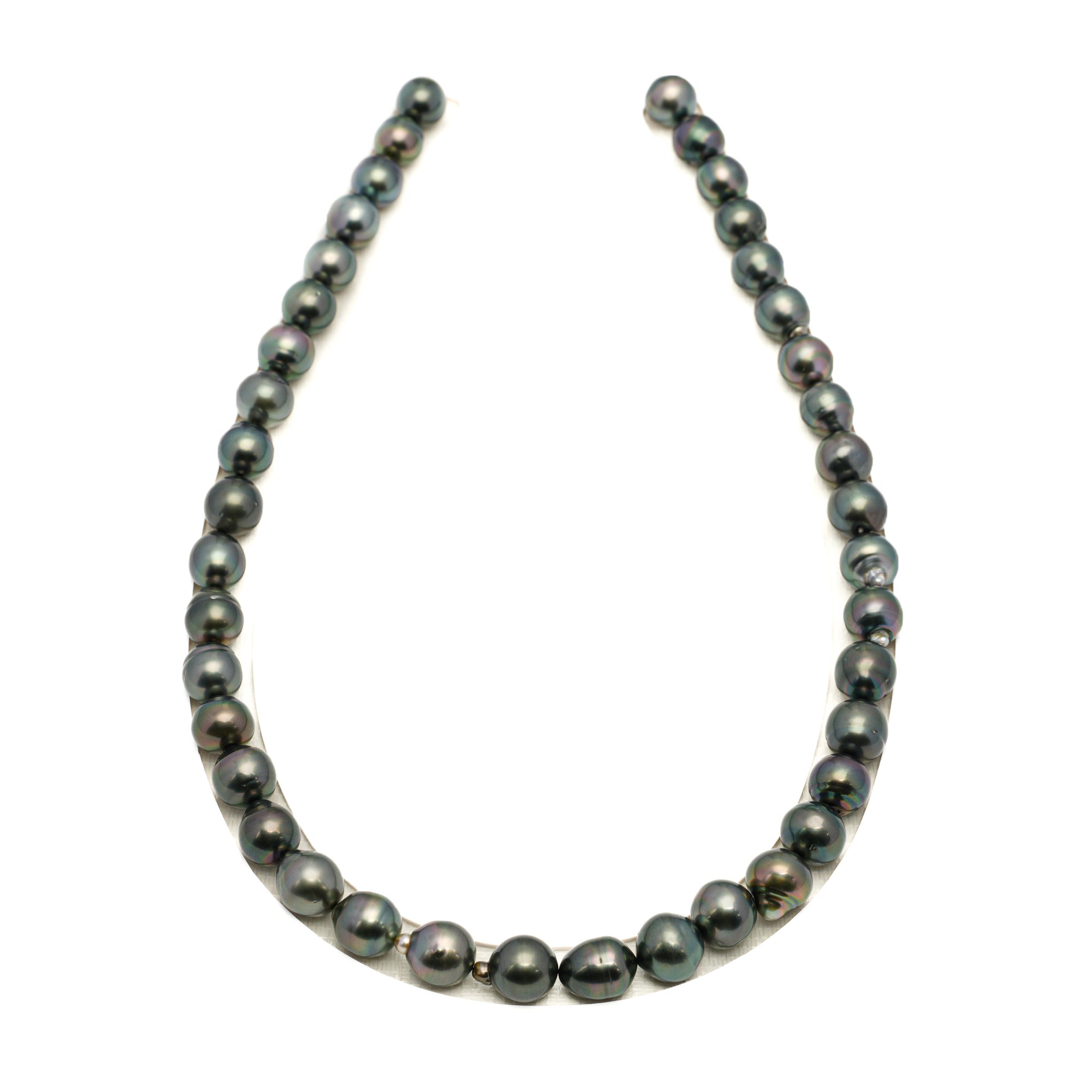 40pcs Green 9-11mm - CL/SB AAA/AA Quality Tahitian Pearl Necklace NL1777 LP1