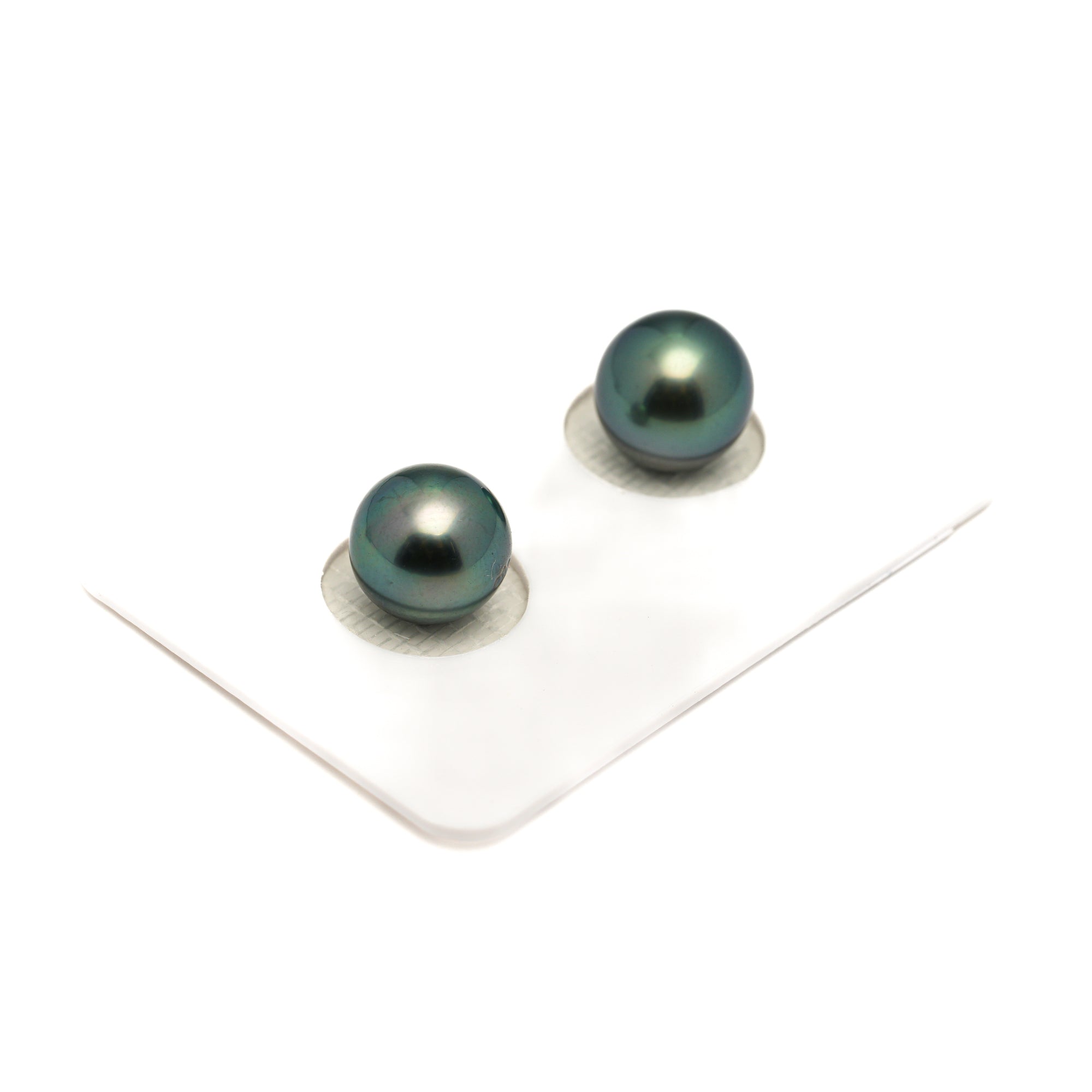 2pcs "High Luster" Green 9.4-9.6mm - RSR AAA/AA Quality Tahitian Pearl Pair ER1869 LP1