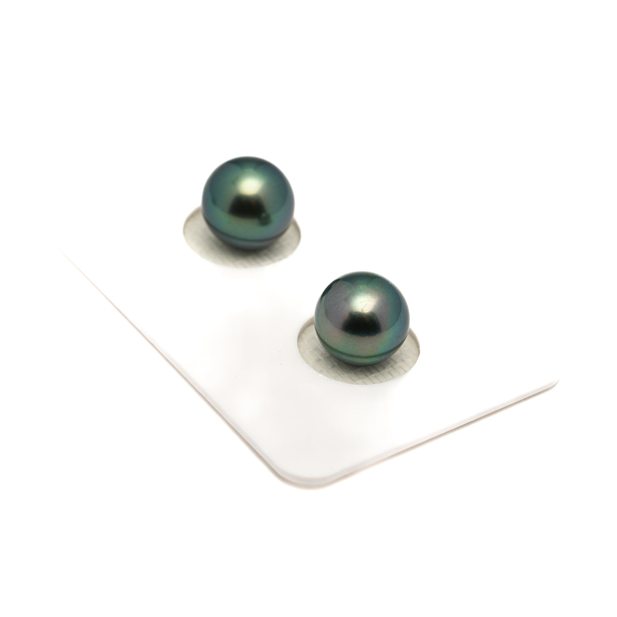 2pcs "High Luster" Green 9.4-9.6mm - RSR AAA/AA Quality Tahitian Pearl Pair ER1869 LP1