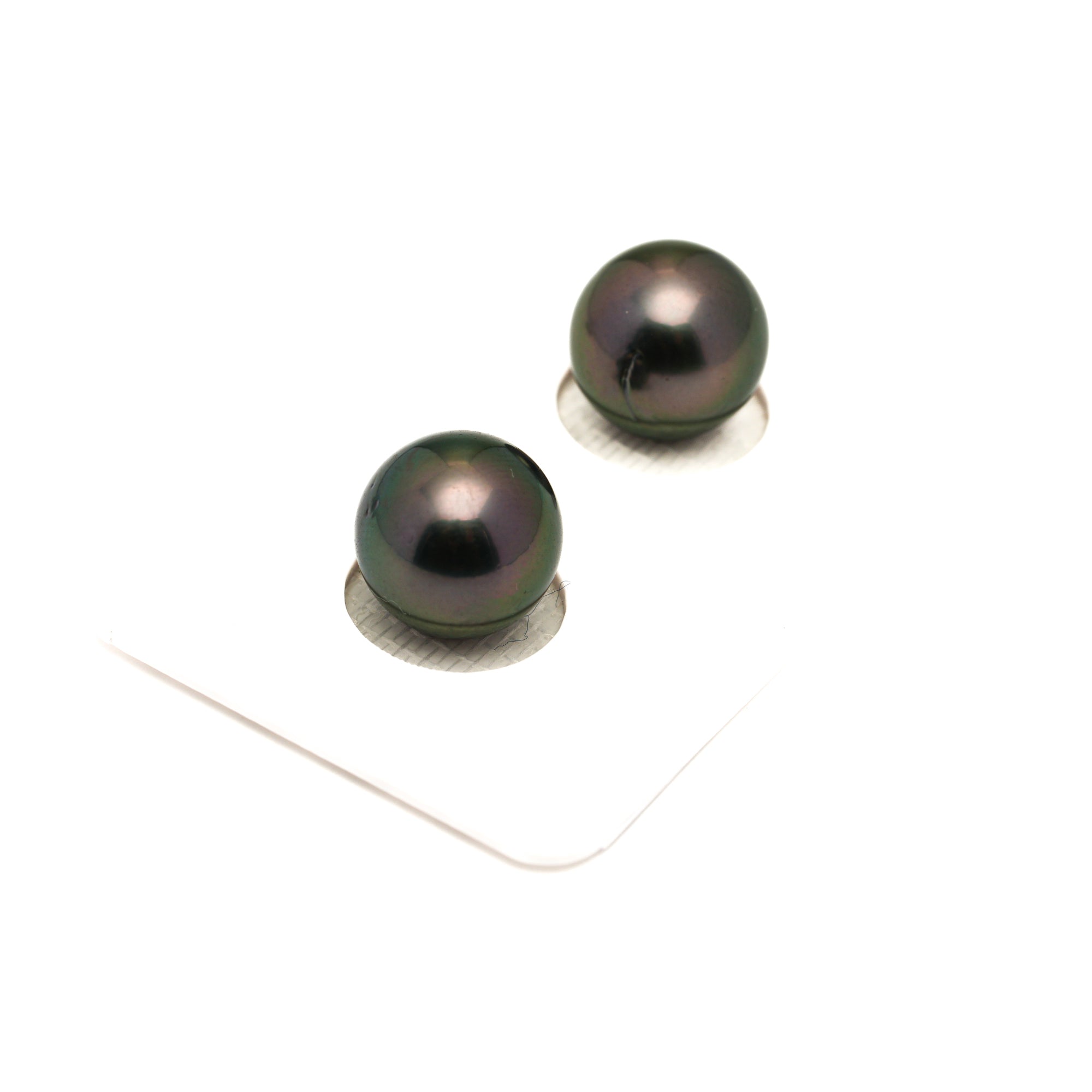 2pcs "High Luster" Green 11.3mm - SR AAA/AA Quality Tahitian Pearl Pair ER1870 LP1