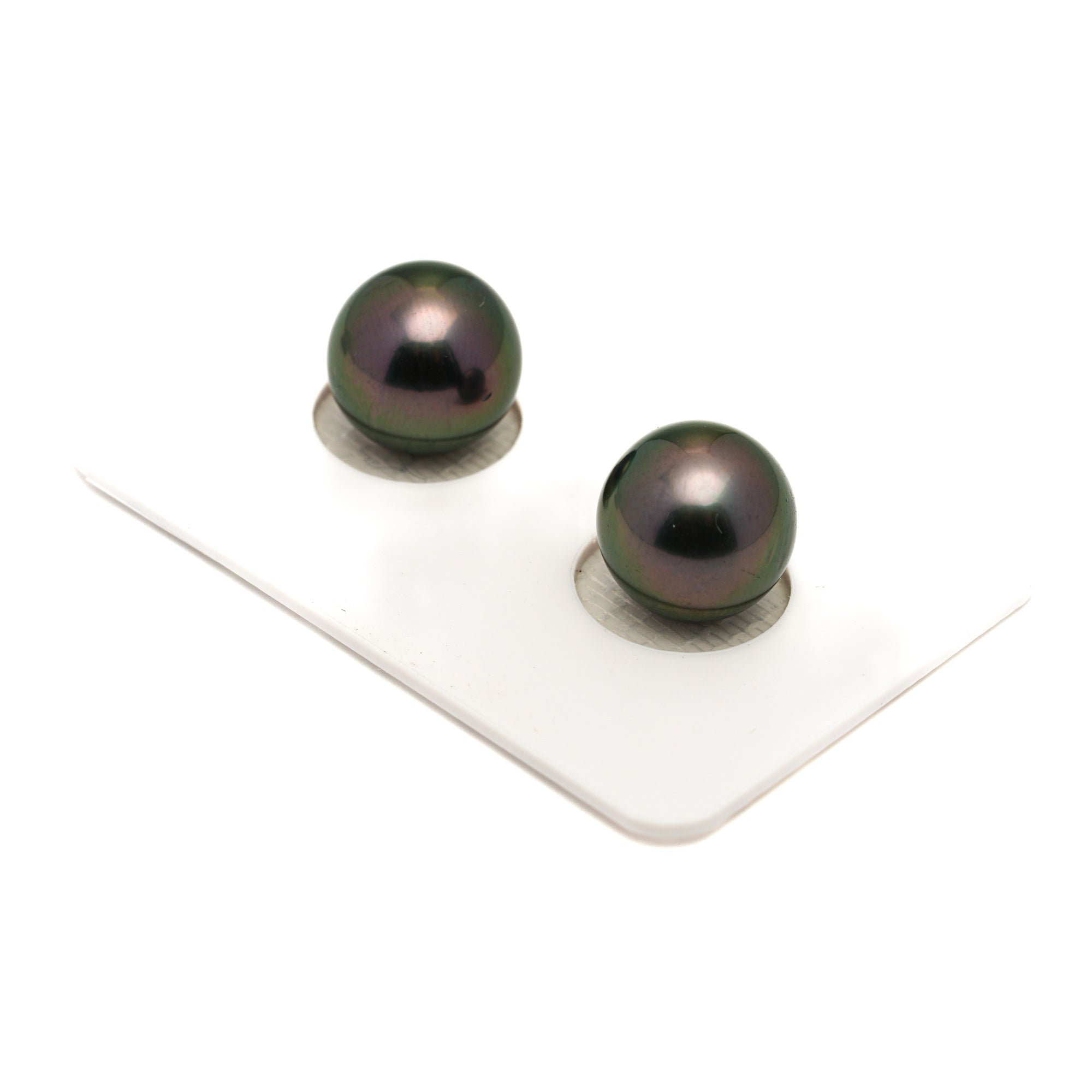 2pcs "High Luster" Green 11.3mm - SR AAA/AA Quality Tahitian Pearl Pair ER1870 LP1