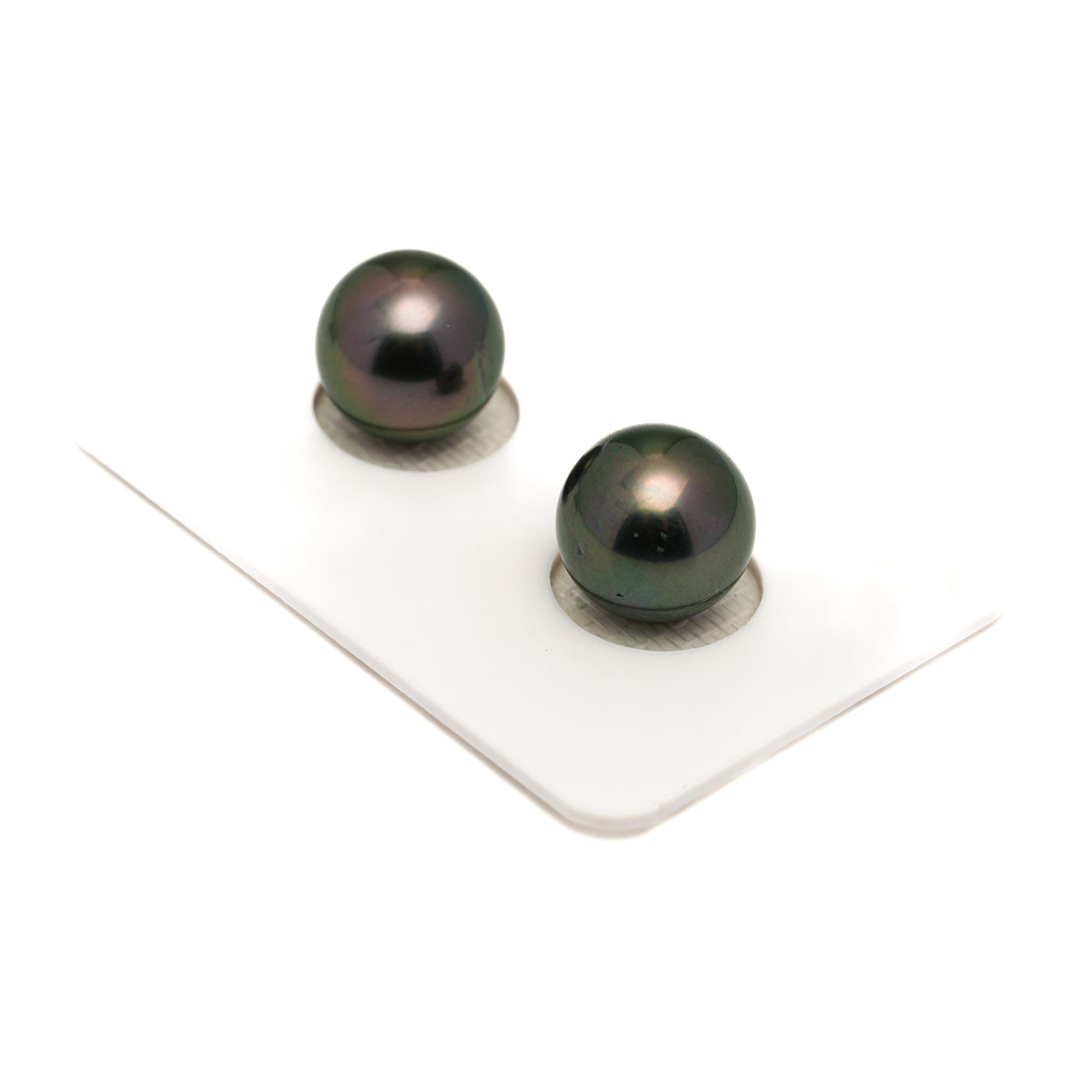 2pcs "High Luster" Green 11.3mm - SR AAA/AA Quality Tahitian Pearl Pair ER1870 LP1
