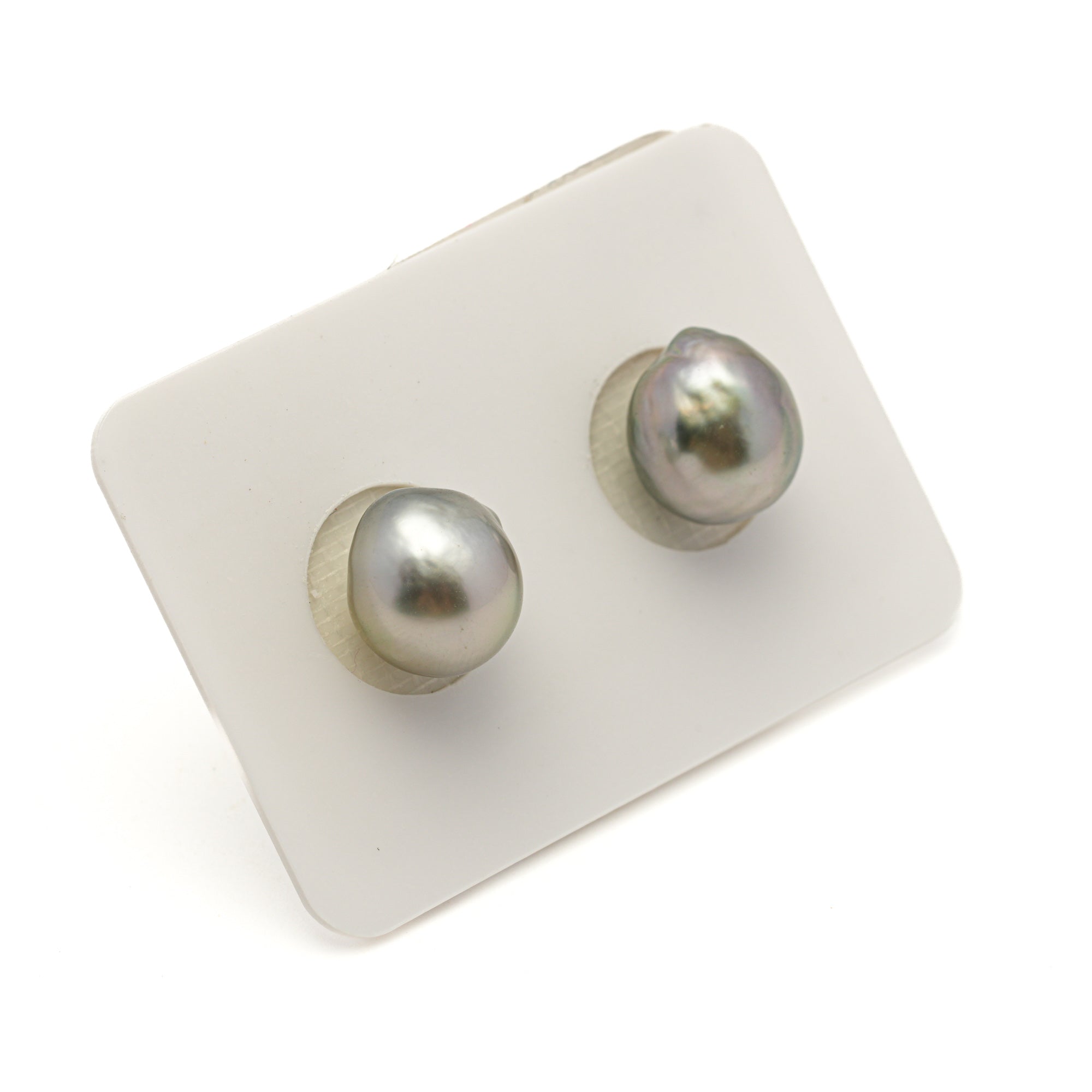 2pcs "Mid Luster" Silver 10-10.1mm - BQ AAA Quality Tahitian Pearl Pair ER1948 LP4