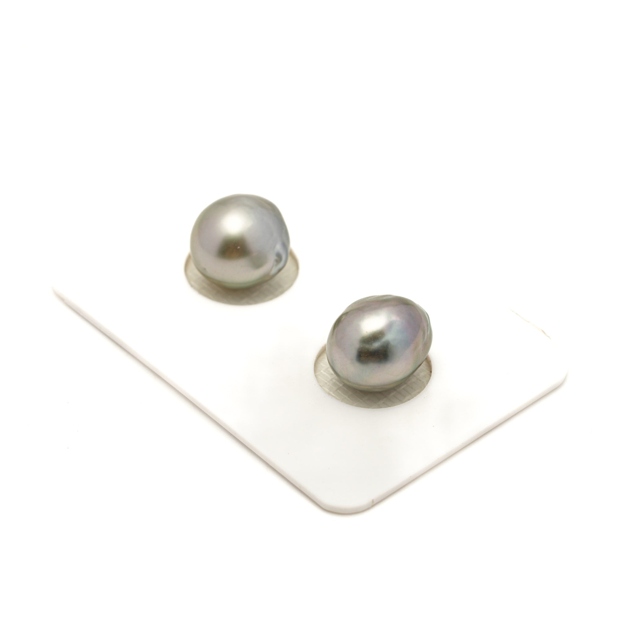 2pcs "Mid Luster" Silver 10-10.1mm - BQ AAA Quality Tahitian Pearl Pair ER1948 LP4