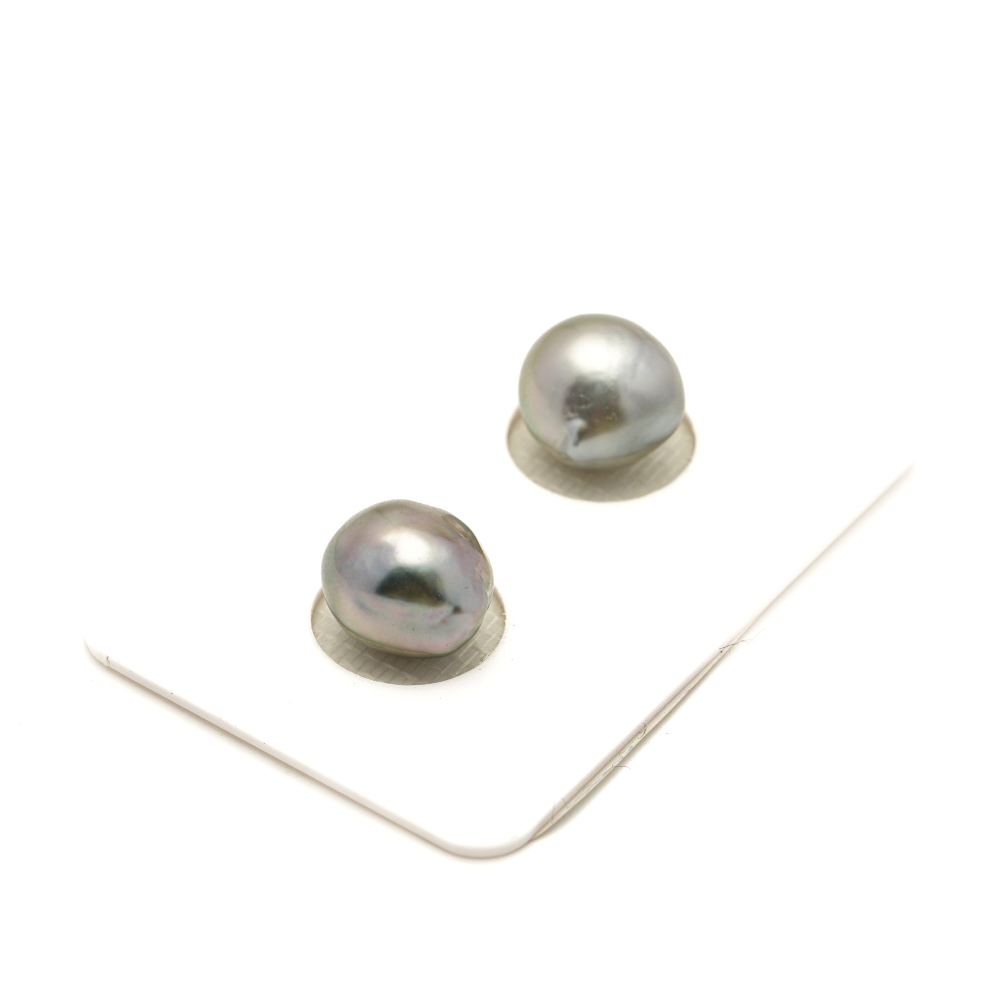 2pcs "Mid Luster" Silver 10-10.1mm - BQ AAA Quality Tahitian Pearl Pair ER1948 LP4