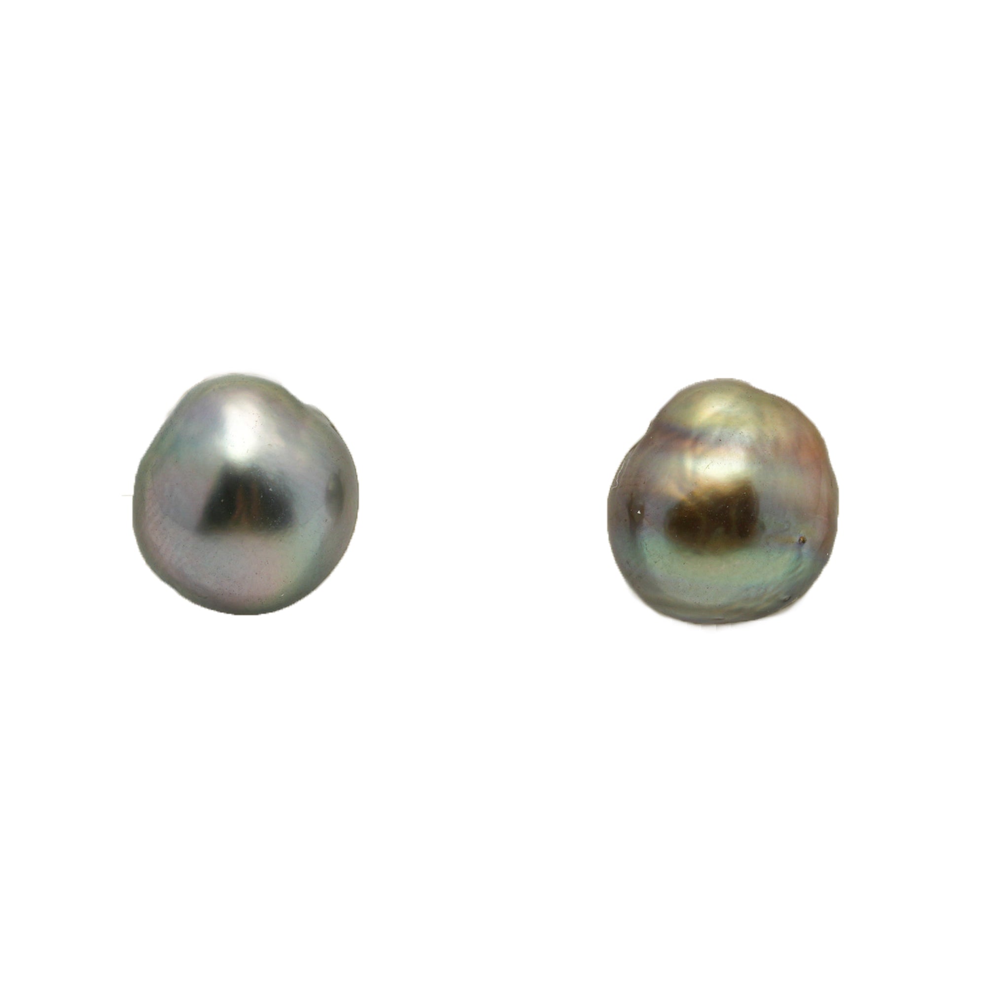 2pcs "Mid Luster" Green 10-10.1mm - BQ AAA Quality Tahitian Pearl Pair ER1949 LP4