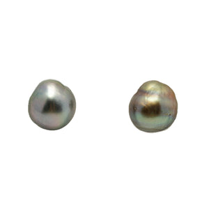 2pcs "Mid Luster" Green 10-10.1mm - BQ AAA Quality Tahitian Pearl Pair ER1949 LP4
