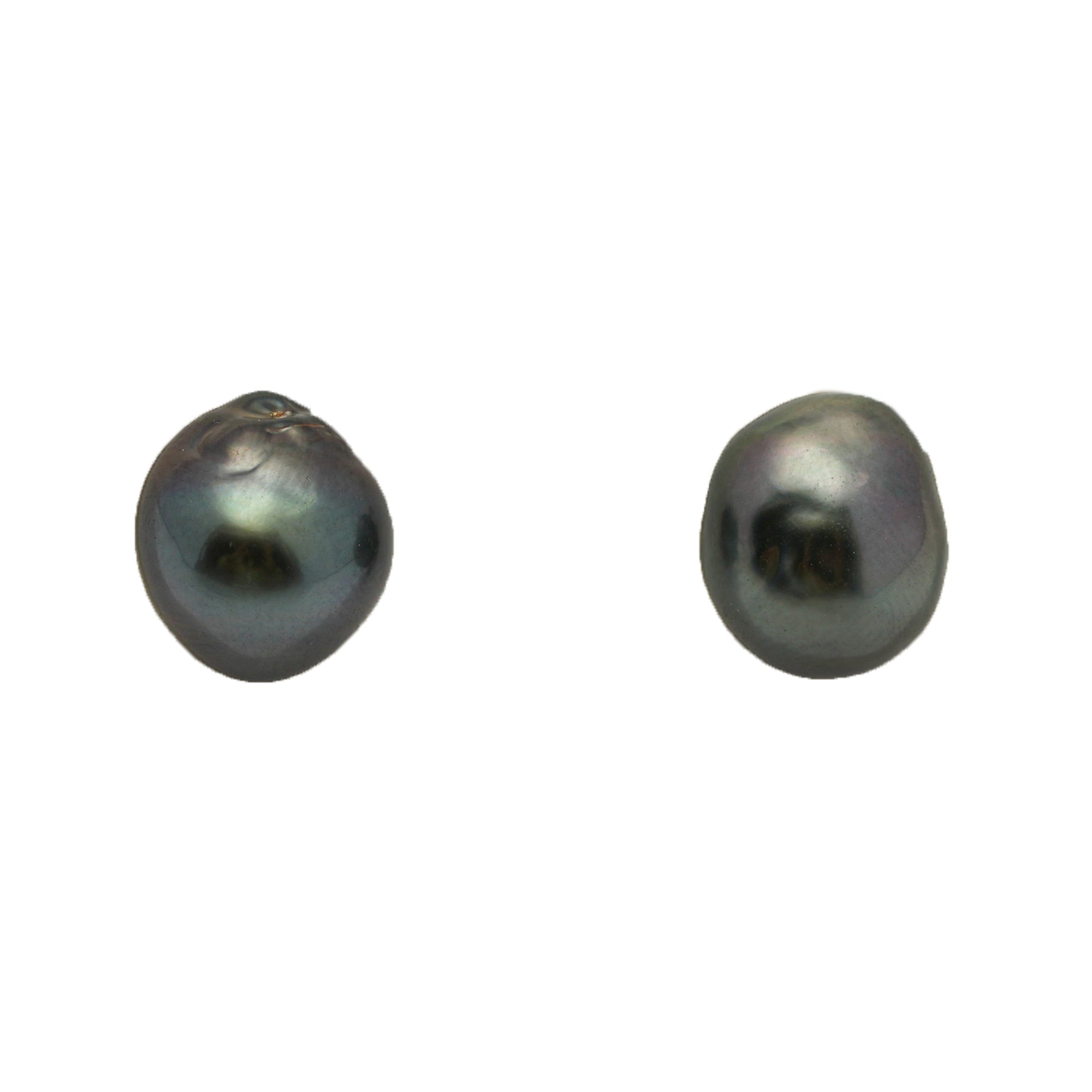 2pcs "Mid Luster" Blue 8.9-9.2mm - BQ AAA/AA Quality Tahitian Pearl Pair ER1950 LP4