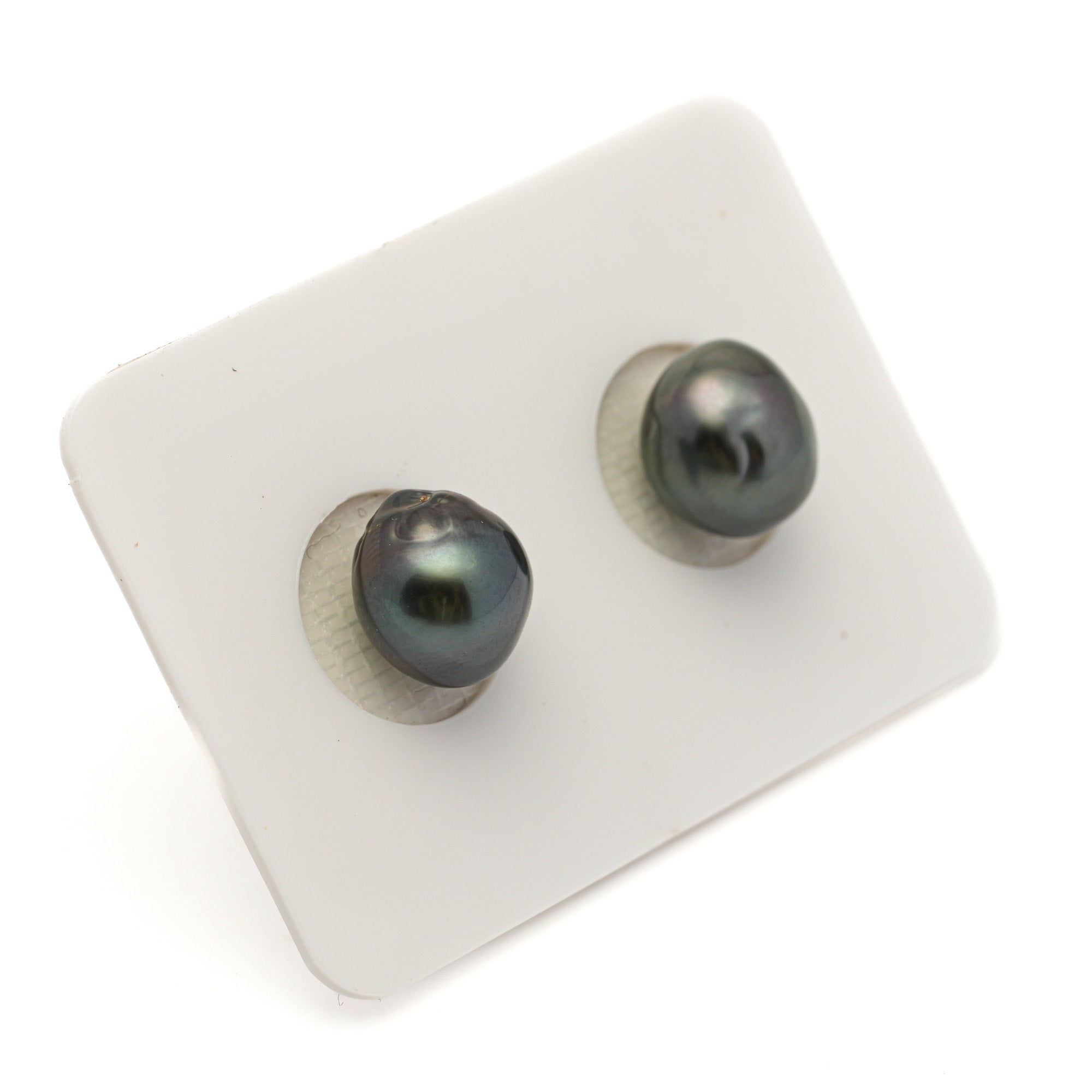 2pcs "Mid Luster" Blue 8.9-9.2mm - BQ AAA/AA Quality Tahitian Pearl Pair ER1950 LP4