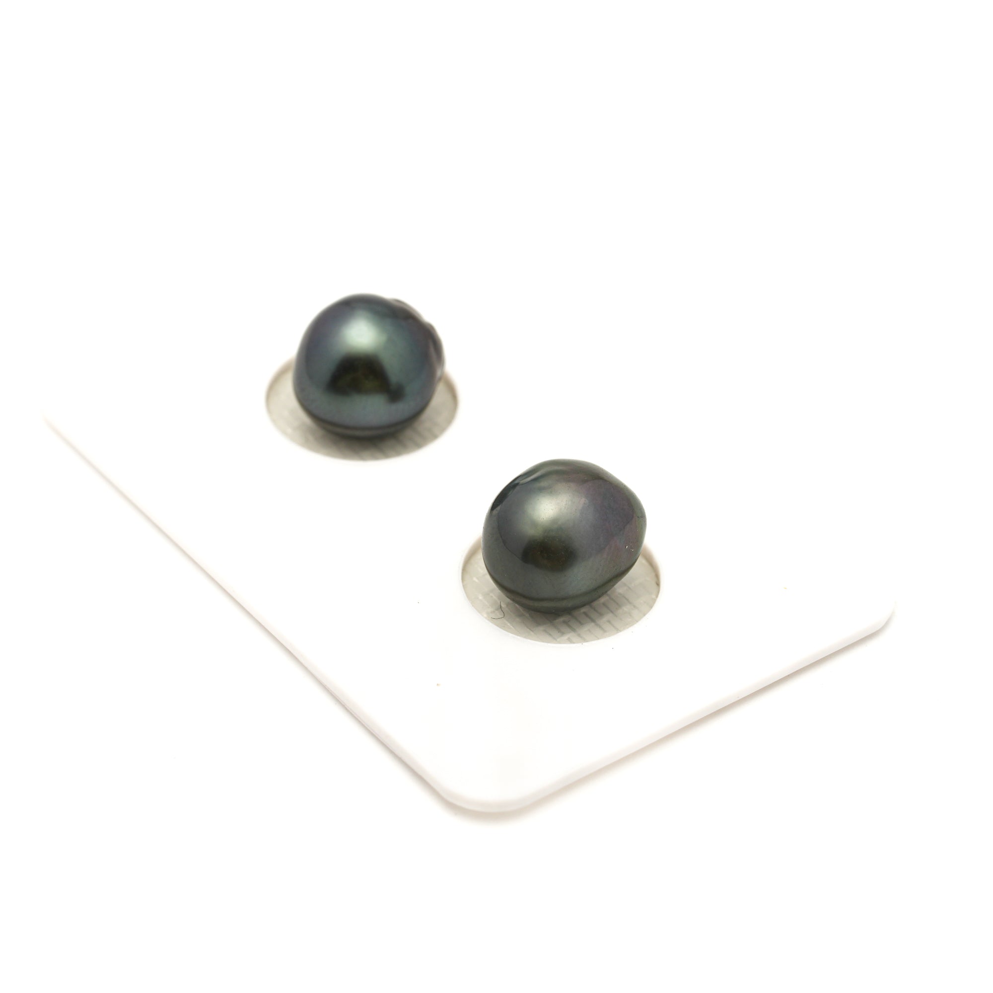 2pcs "Mid Luster" Blue 8.9-9.2mm - BQ AAA/AA Quality Tahitian Pearl Pair ER1950 LP4
