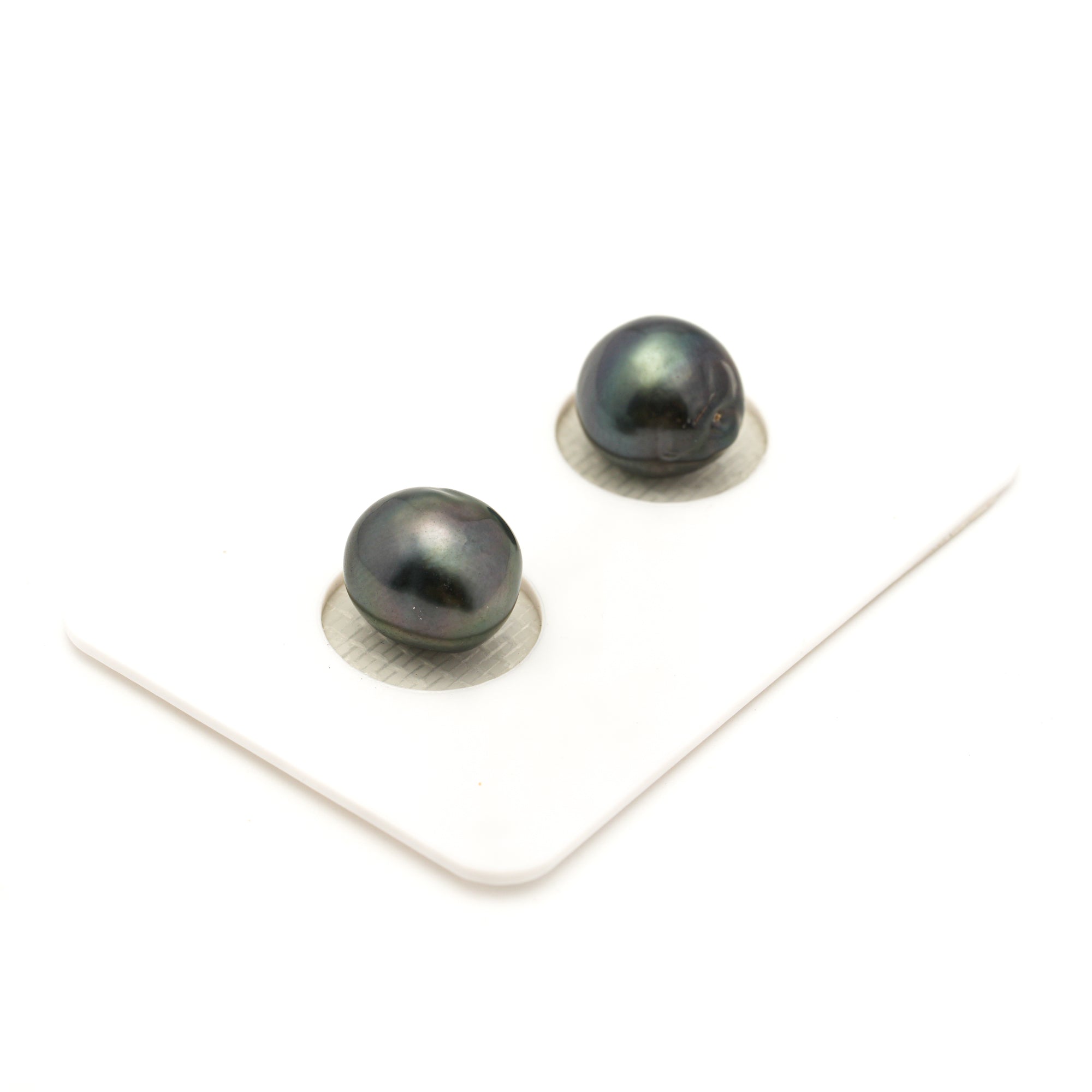 2pcs "Mid Luster" Blue 8.9-9.2mm - BQ AAA/AA Quality Tahitian Pearl Pair ER1950 LP4