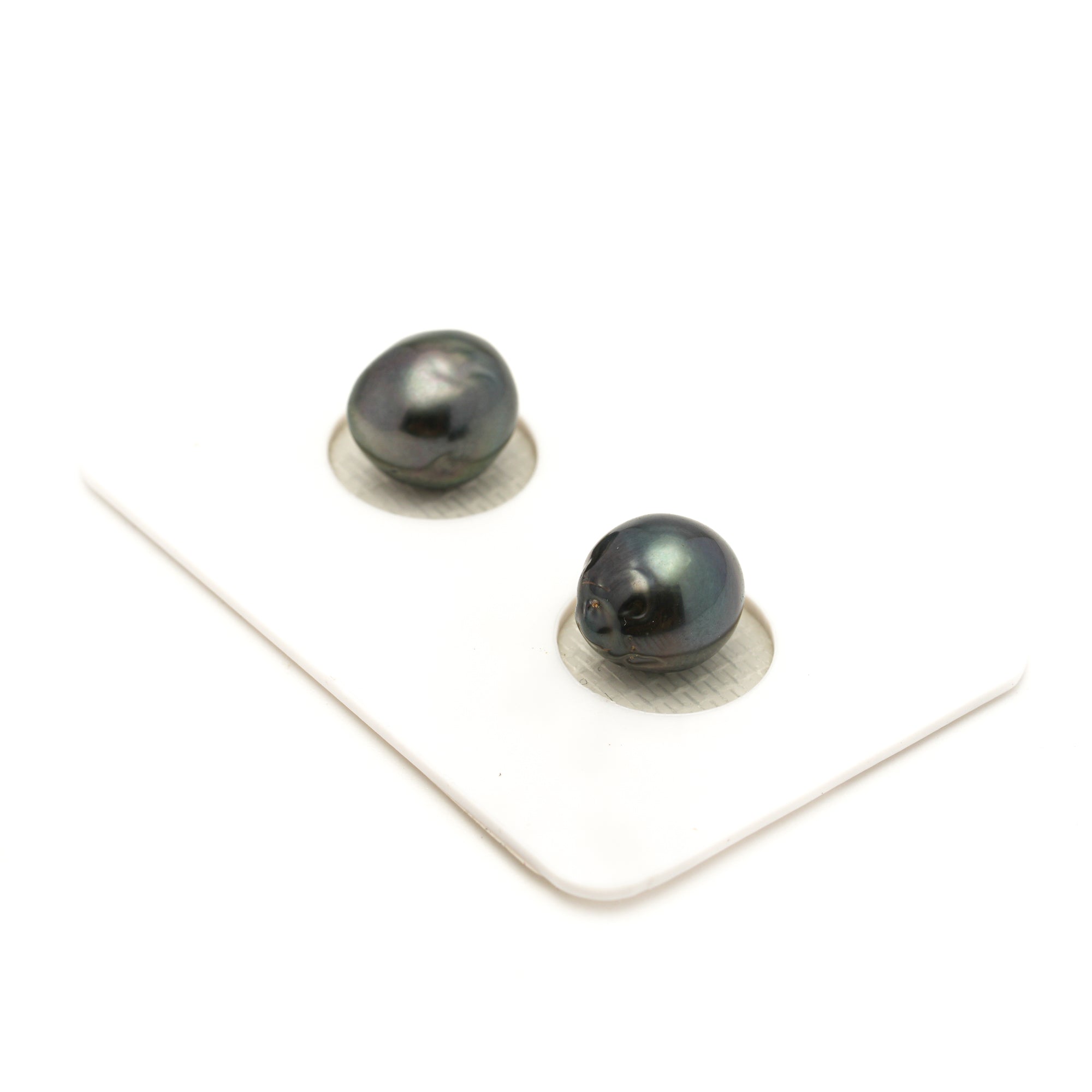 2pcs "Mid Luster" Blue 8.9-9.2mm - BQ AAA/AA Quality Tahitian Pearl Pair ER1950 LP4