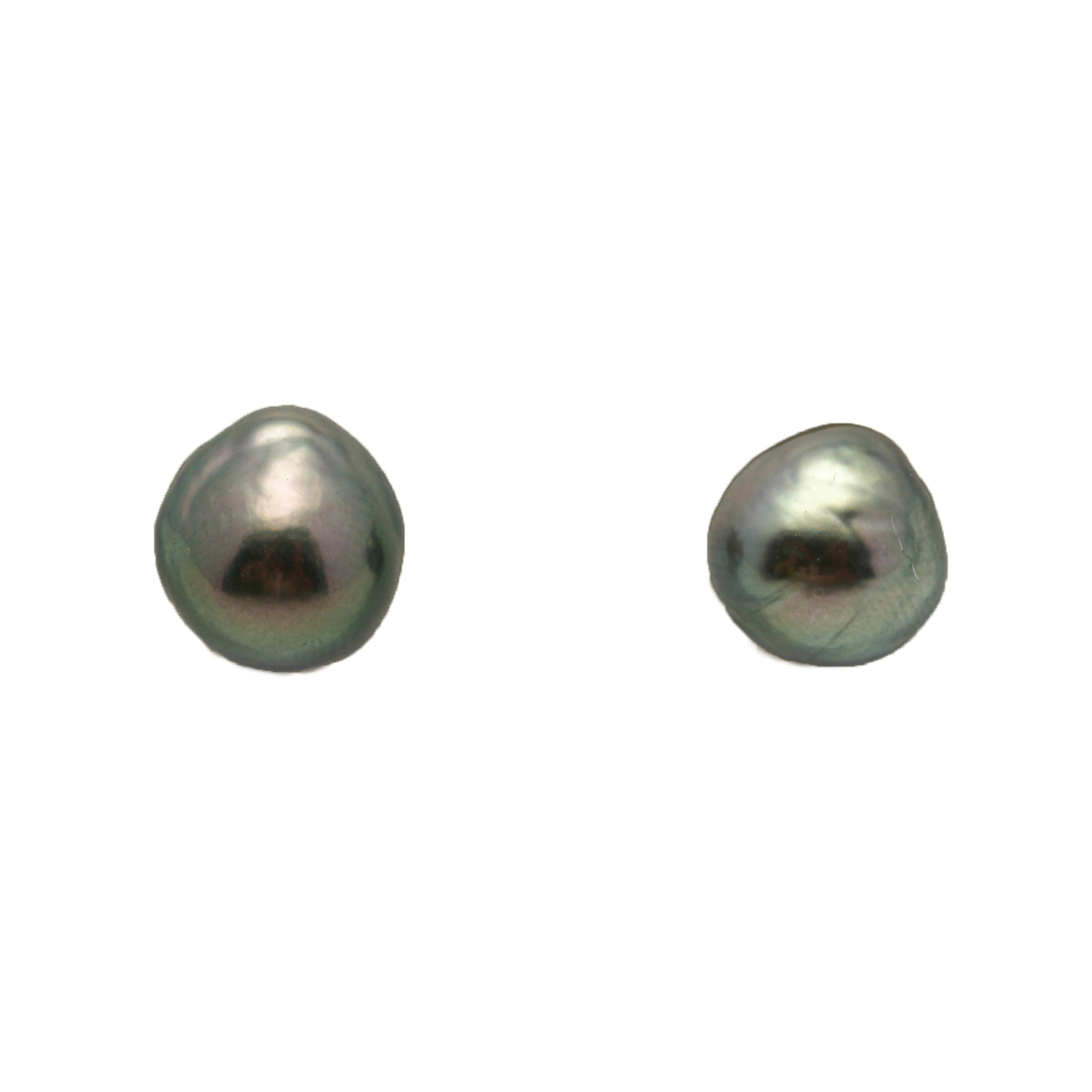 2pcs "Mid Luster" Green 9.1-9.5mm - BQ AAA Quality Tahitian Pearl Pair ER1951 LP4
