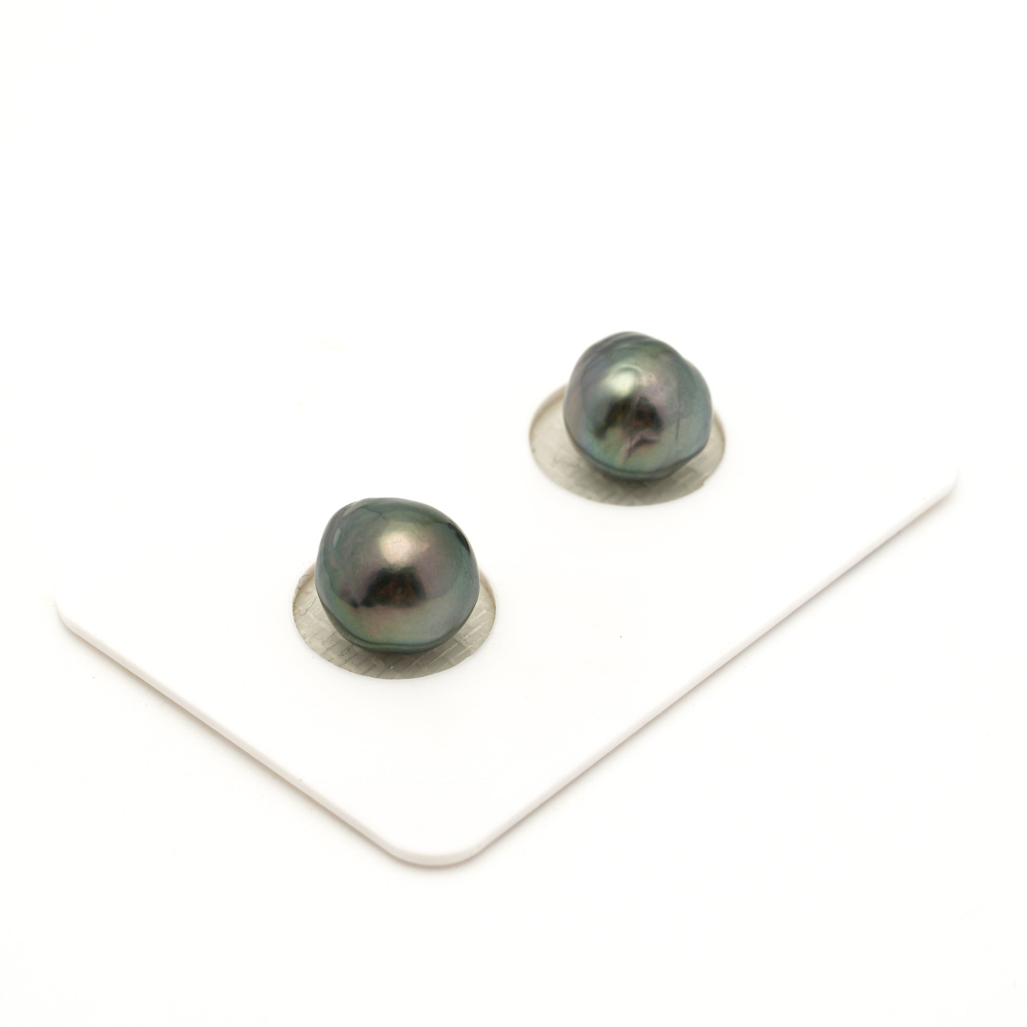 2pcs "Mid Luster" Green 9.1-9.5mm - BQ AAA Quality Tahitian Pearl Pair ER1951 LP4