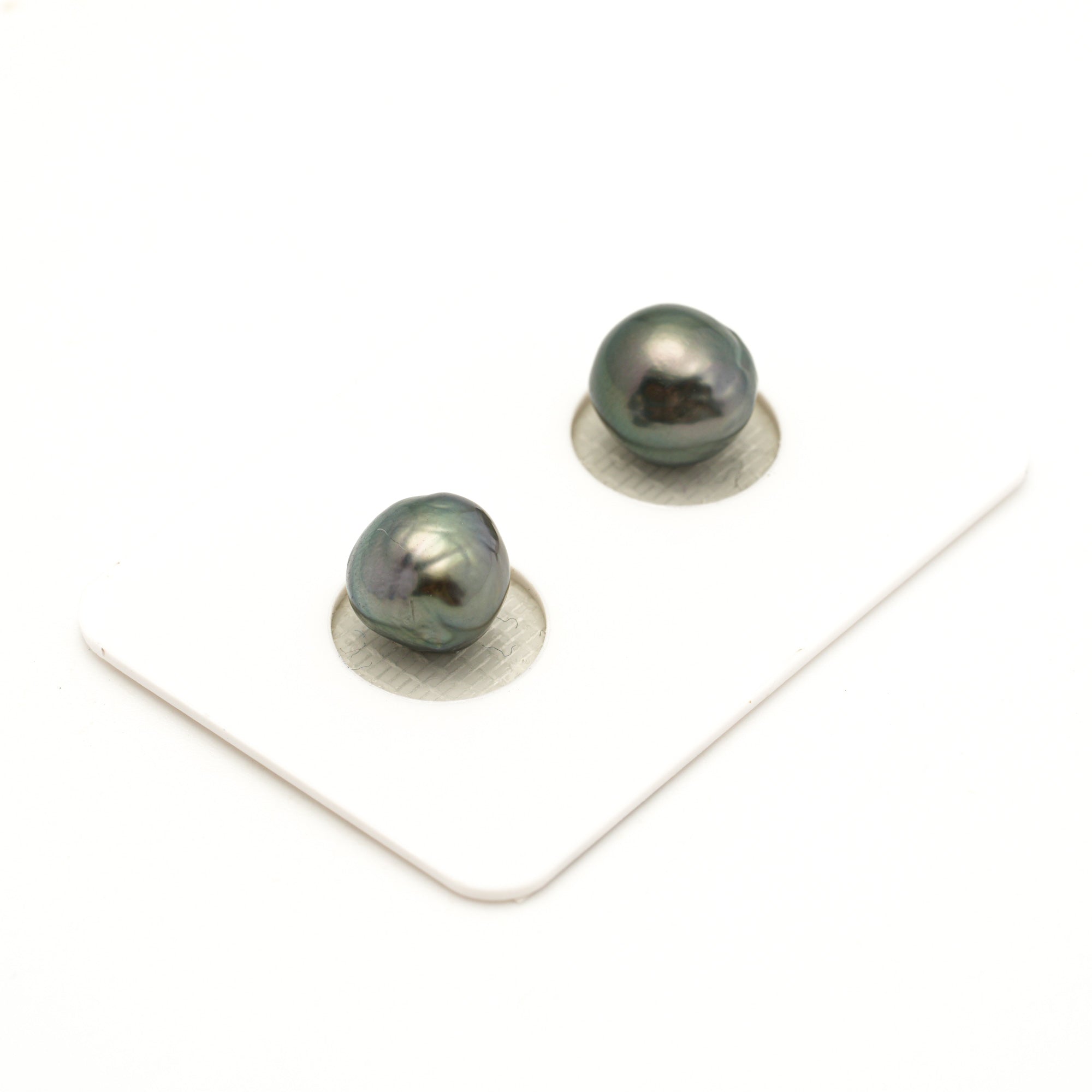 2pcs "Mid Luster" Green 9.1-9.5mm - BQ AAA Quality Tahitian Pearl Pair ER1951 LP4