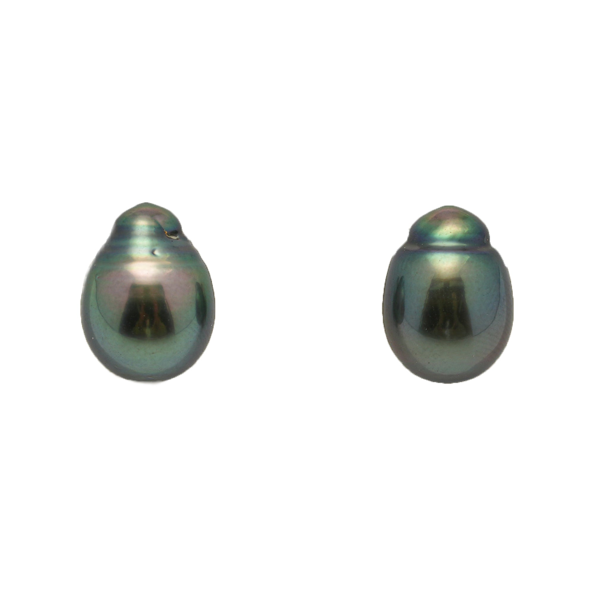 2pcs "Mid Luster" Green 9.1-9.4mm - SB AAA Quality Tahitian Pearl Pair ER1943 LP4