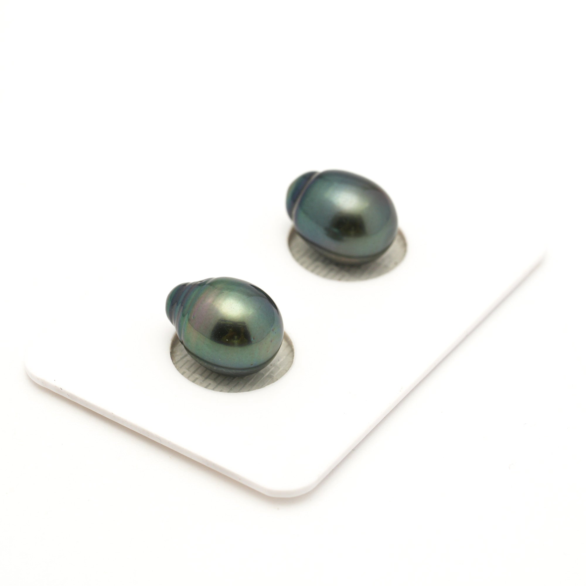 2pcs "Mid Luster" Green 9.1-9.4mm - SB AAA Quality Tahitian Pearl Pair ER1943 LP4