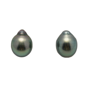 2pcs "Mid Luster" Green 9.9-10mm - SB TOP/AAA Quality Tahitian Pearl Pair ER1944 LP4