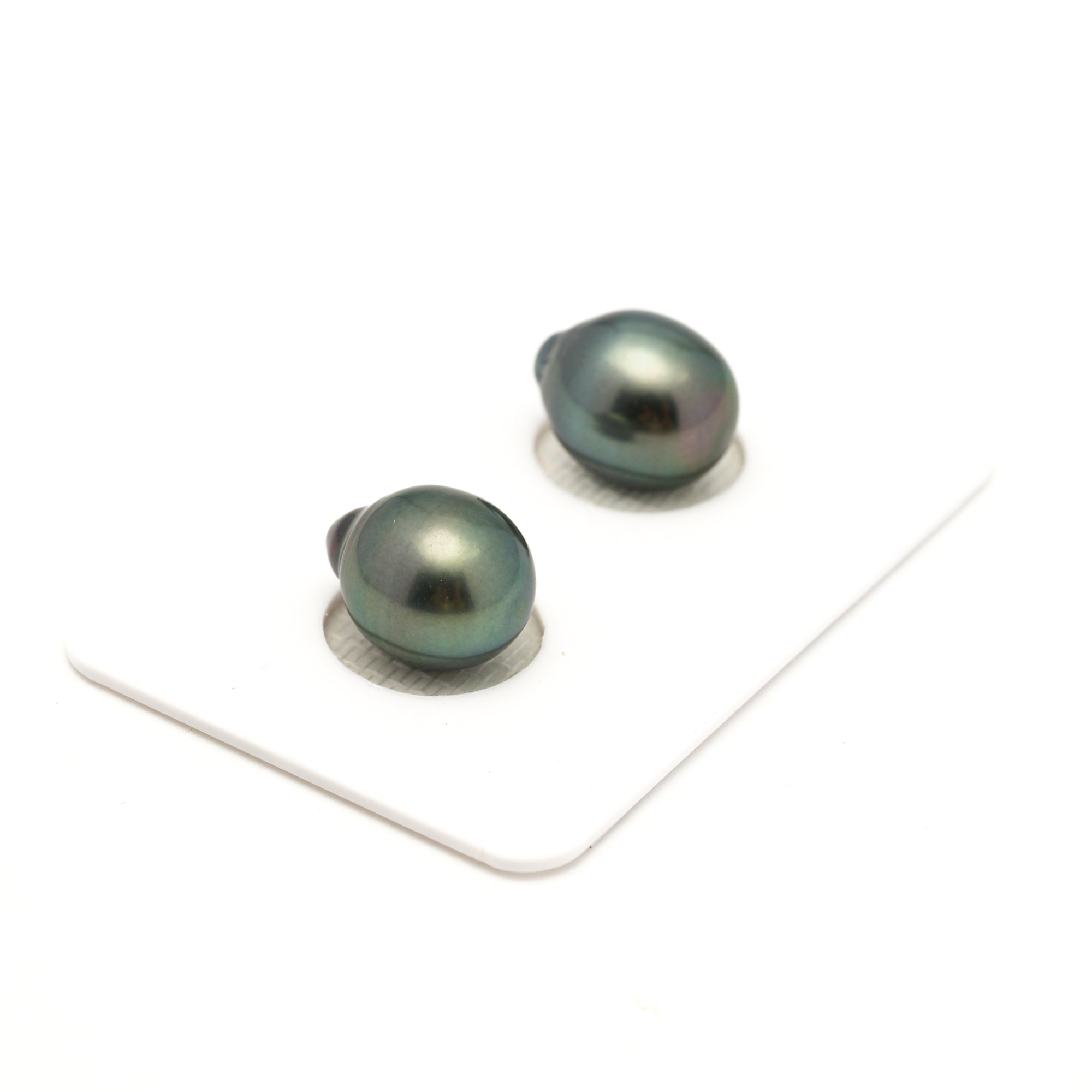 2pcs "Mid Luster" Green 9.9-10mm - SB TOP/AAA Quality Tahitian Pearl Pair ER1944 LP4