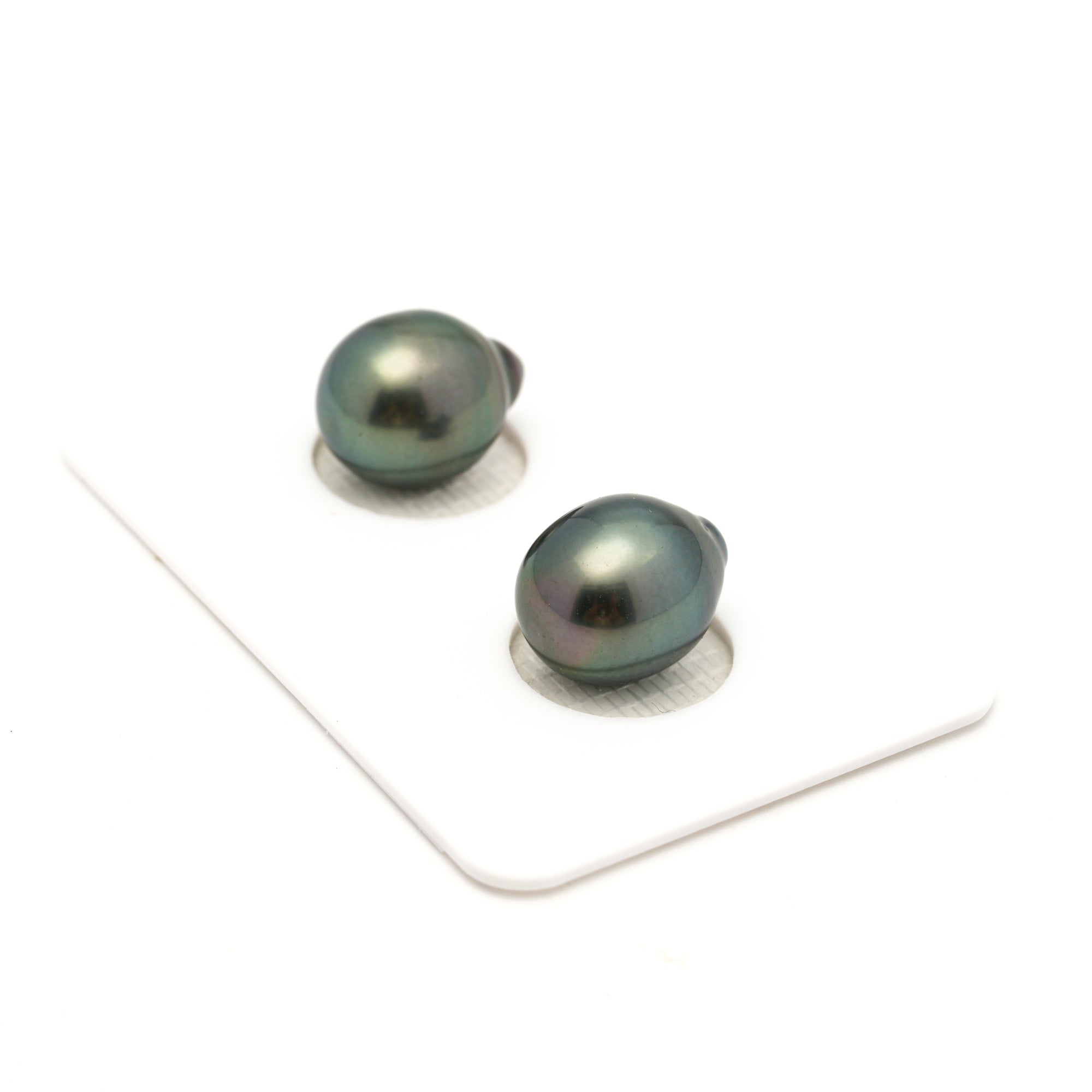 2pcs "Mid Luster" Green 9.9-10mm - SB TOP/AAA Quality Tahitian Pearl Pair ER1944 LP4