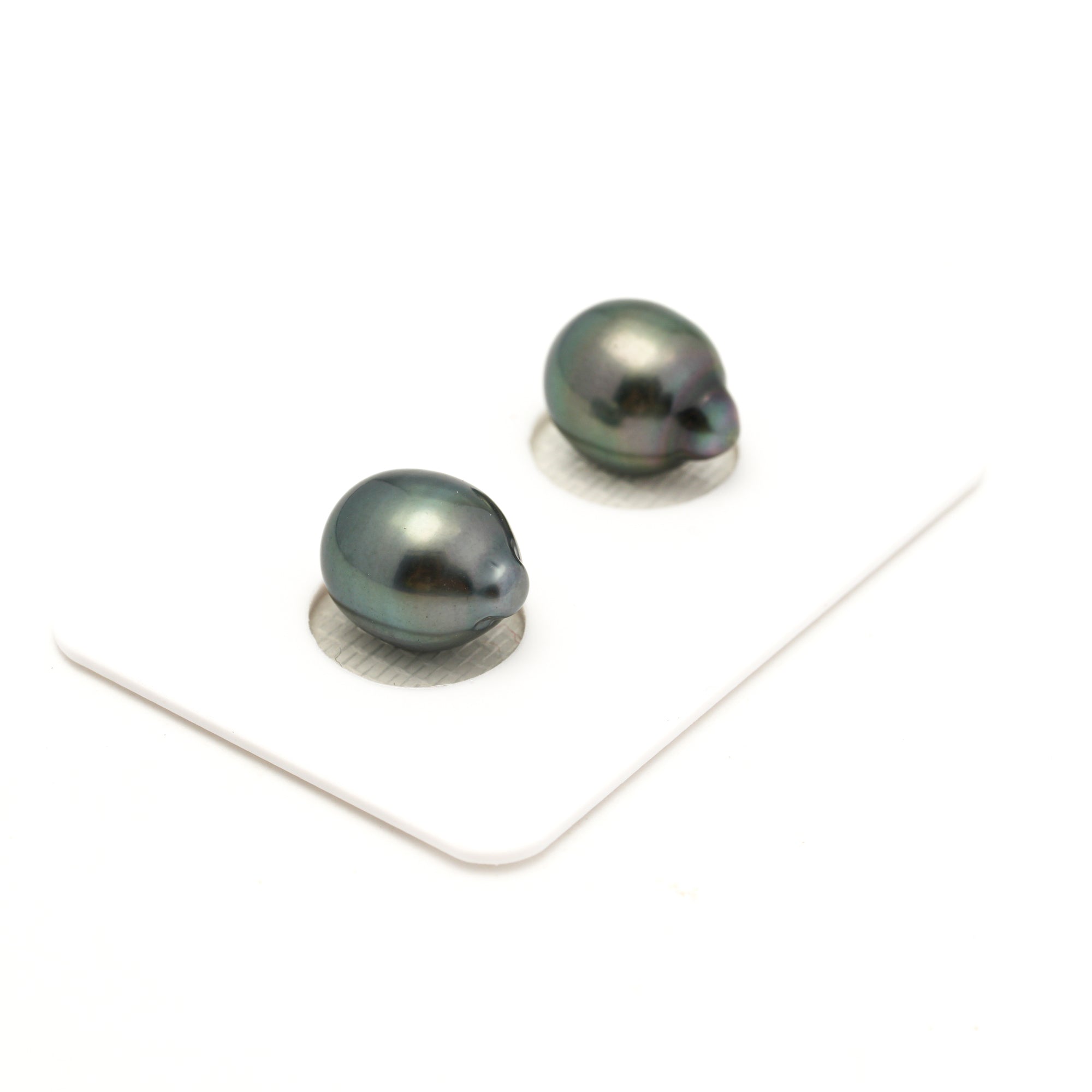 2pcs "Mid Luster" Green 9.9-10mm - SB TOP/AAA Quality Tahitian Pearl Pair ER1944 LP4