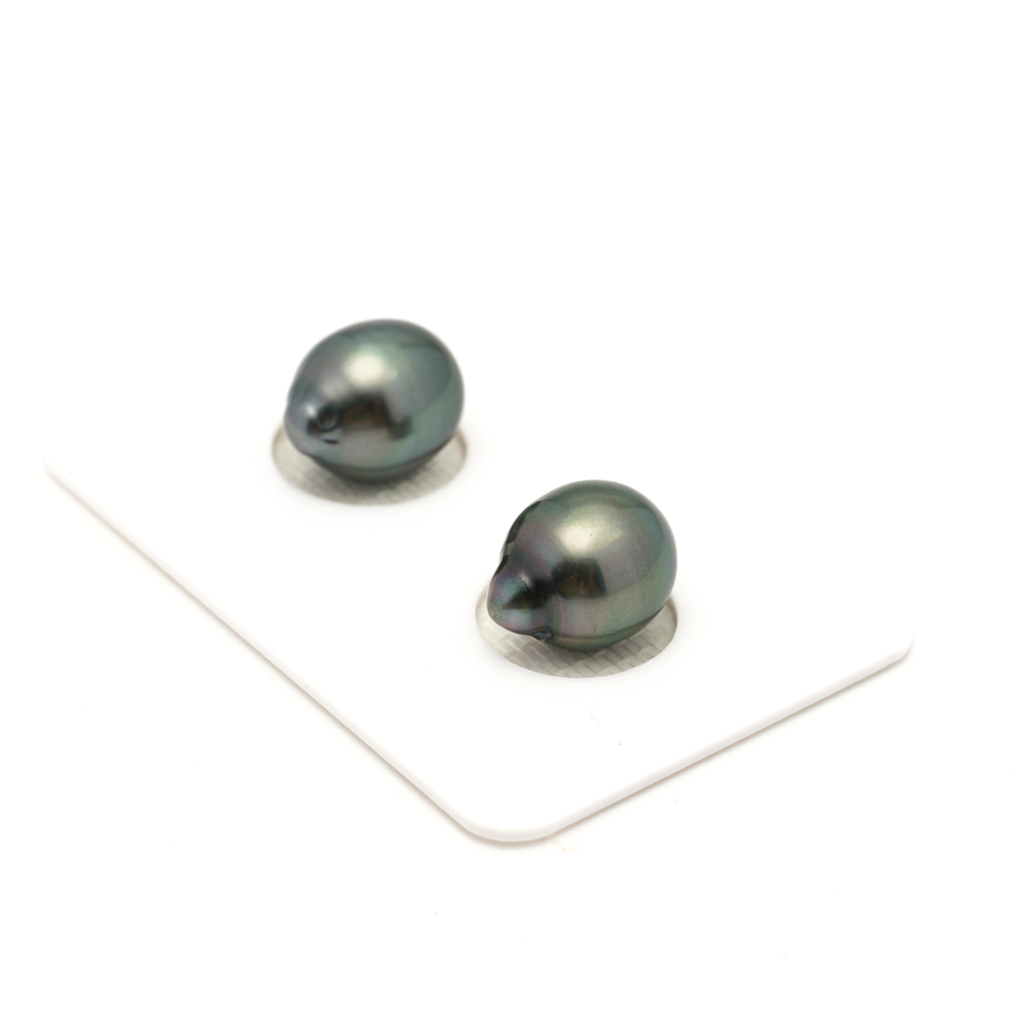 2pcs "Mid Luster" Green 9.9-10mm - SB TOP/AAA Quality Tahitian Pearl Pair ER1944 LP4