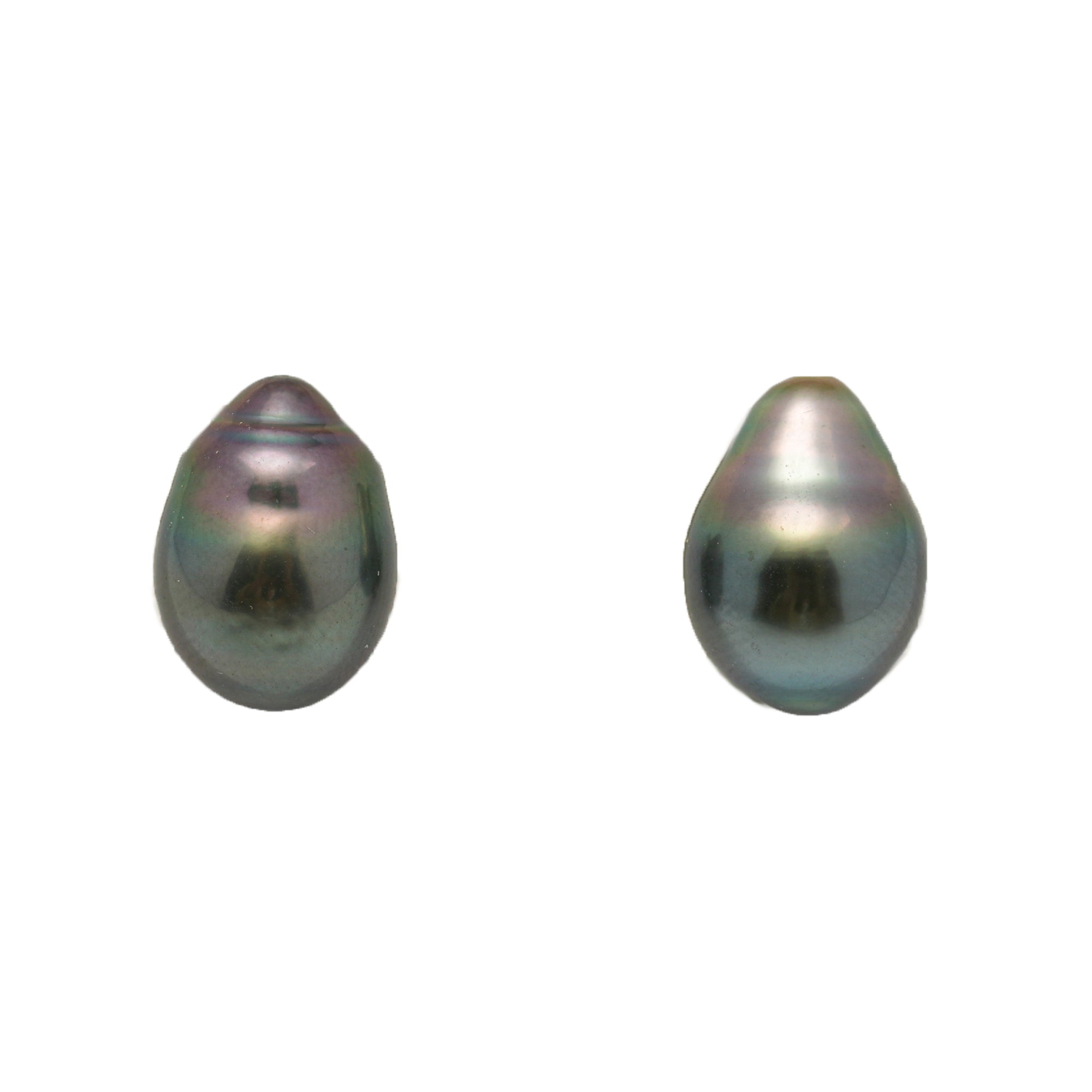 2pcs "Mid Luster" Green 9.6-9.7mm - SB TOP/AAA Quality Tahitian Pearl Single ER1945 LP4