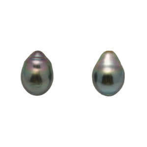 2pcs "Mid Luster" Green 9.6-9.7mm - SB TOP/AAA Quality Tahitian Pearl Single ER1945 LP4
