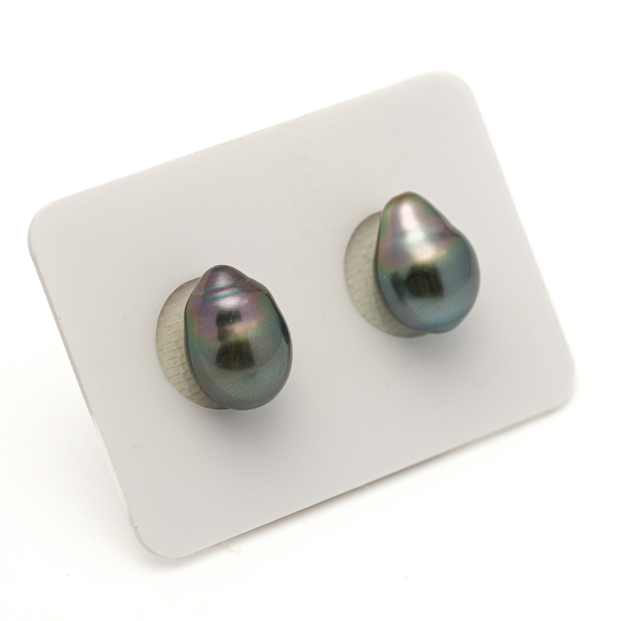 2pcs "Mid Luster" Green 9.6-9.7mm - SB TOP/AAA Quality Tahitian Pearl Single ER1945 LP4