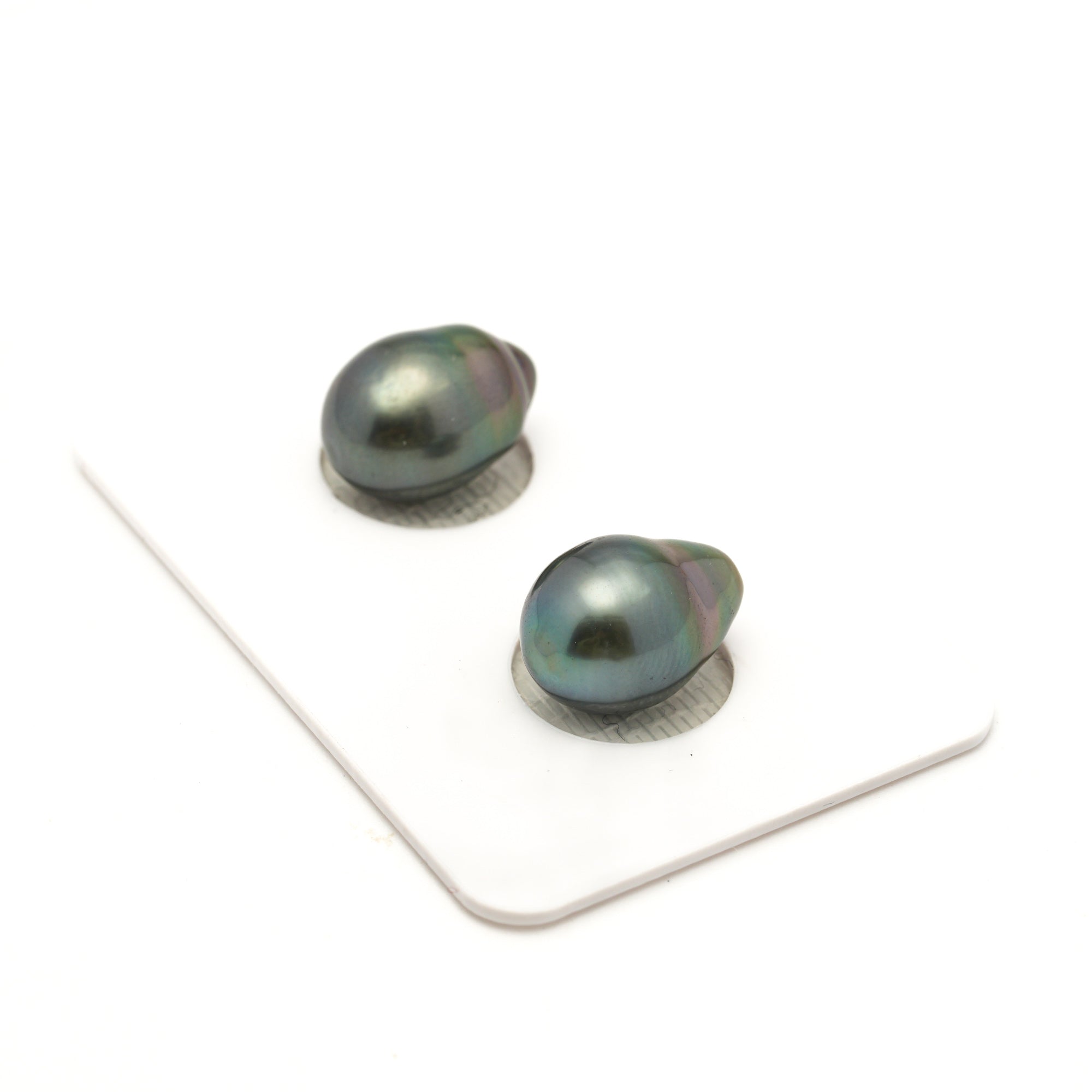 2pcs "Mid Luster" Green 9.6-9.7mm - SB TOP/AAA Quality Tahitian Pearl Single ER1945 LP4