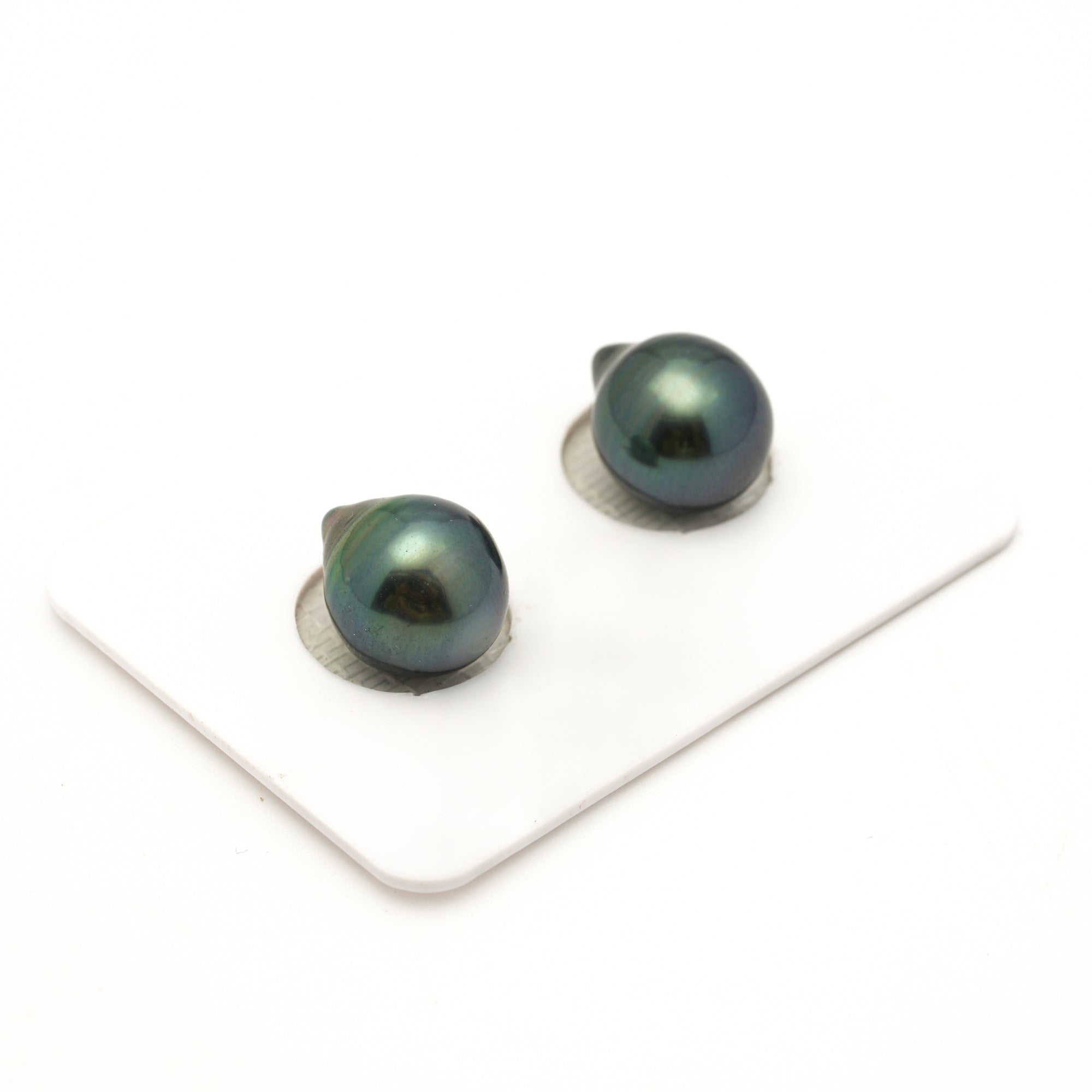 2pcs "Mid Luster" Green 10.2mm - SB/DR AAA Quality Tahitian Pearl Pair ER1946 LP4