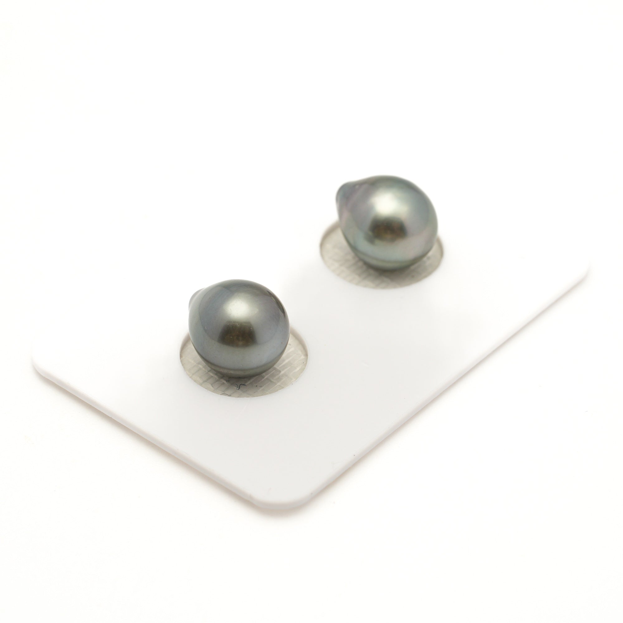 2pcs "Mid Luster" GREEN 9.2-9.3mm - SB AAA Quality Tahitian Pearl Pair ER1947 LP4